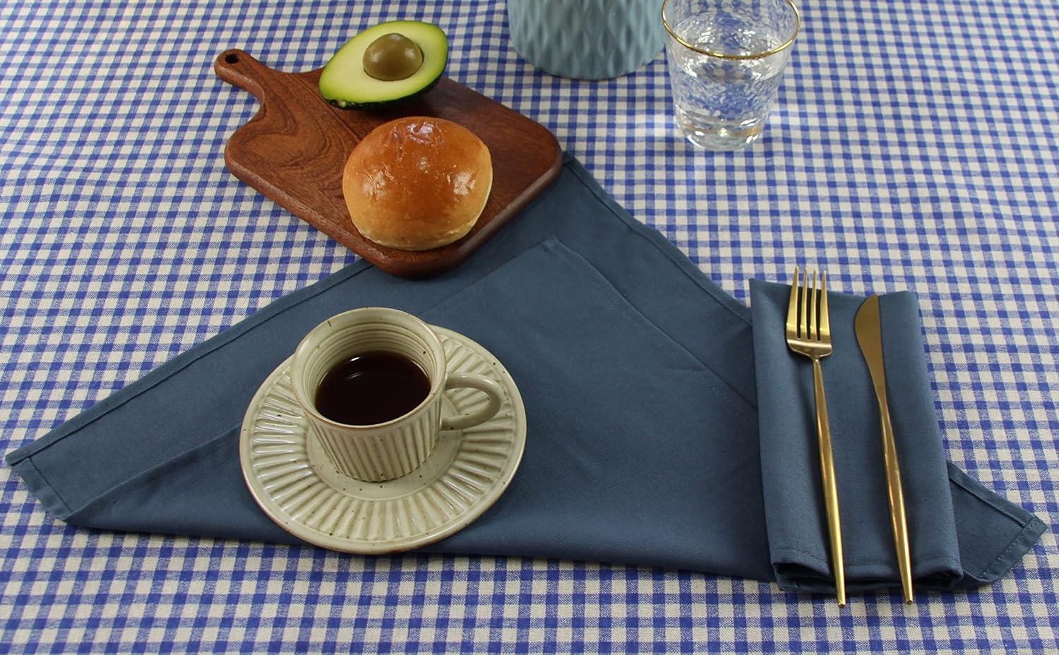 Solid Color Linen Cotton Thin Dinner Cloth Napkins Set of 12 (40 x 40 cm) for Events & Home Use