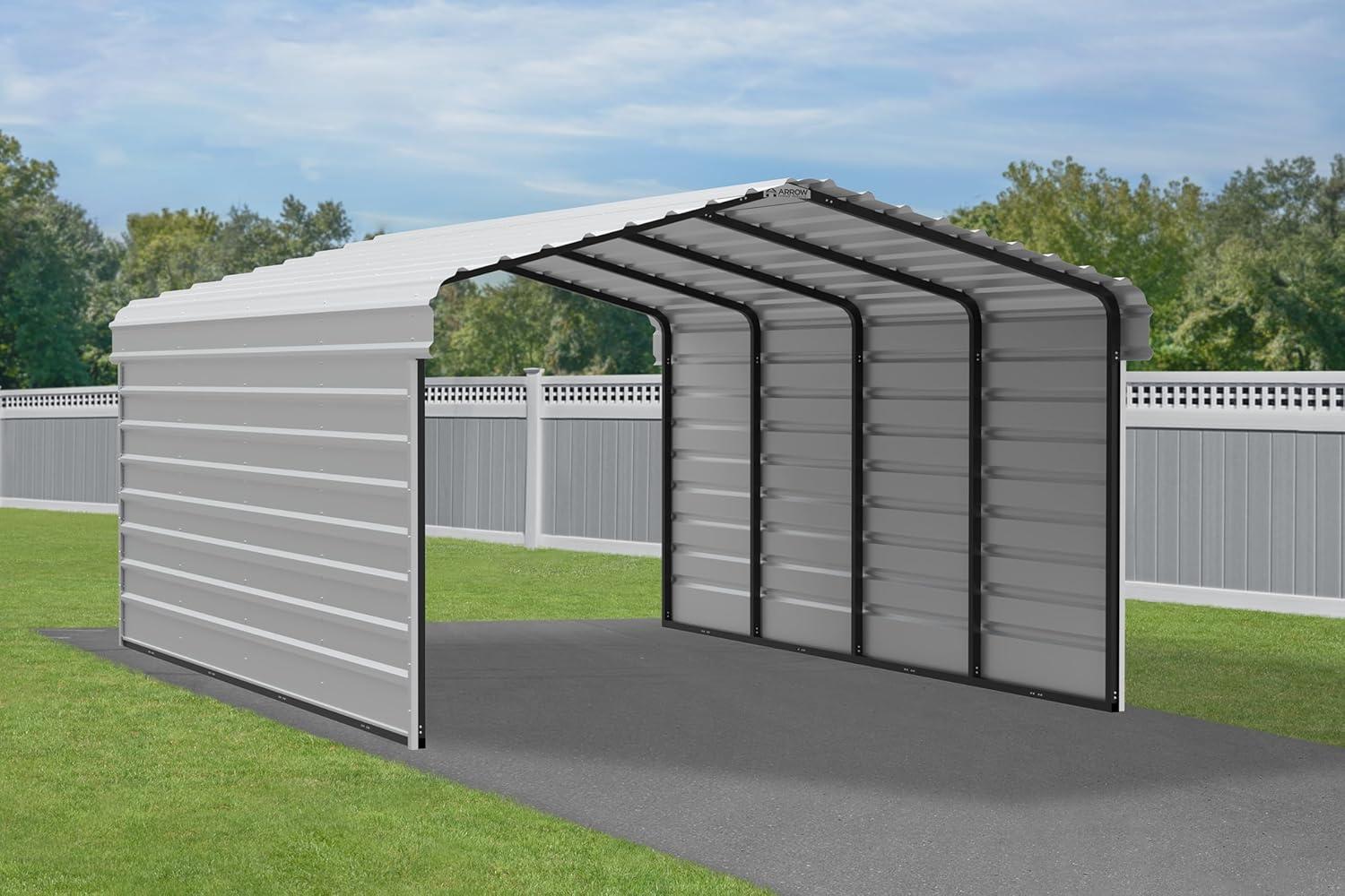 Arrow Arrow Steel Carport with 2 Side Wall Kits, 12x20x07