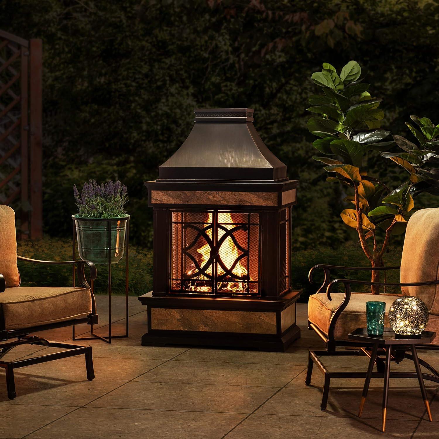 Sunjoy Heirloom 4.7H ft. Wood Burning Outdoor Fireplace