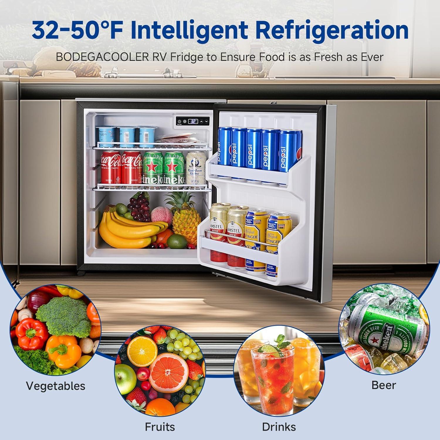 1.6 cu.ft. 45L RV Fridge and Freezer, Car Refrigerator with Lock, (-4℉-46℉) Outdoor Refrigerator in Black