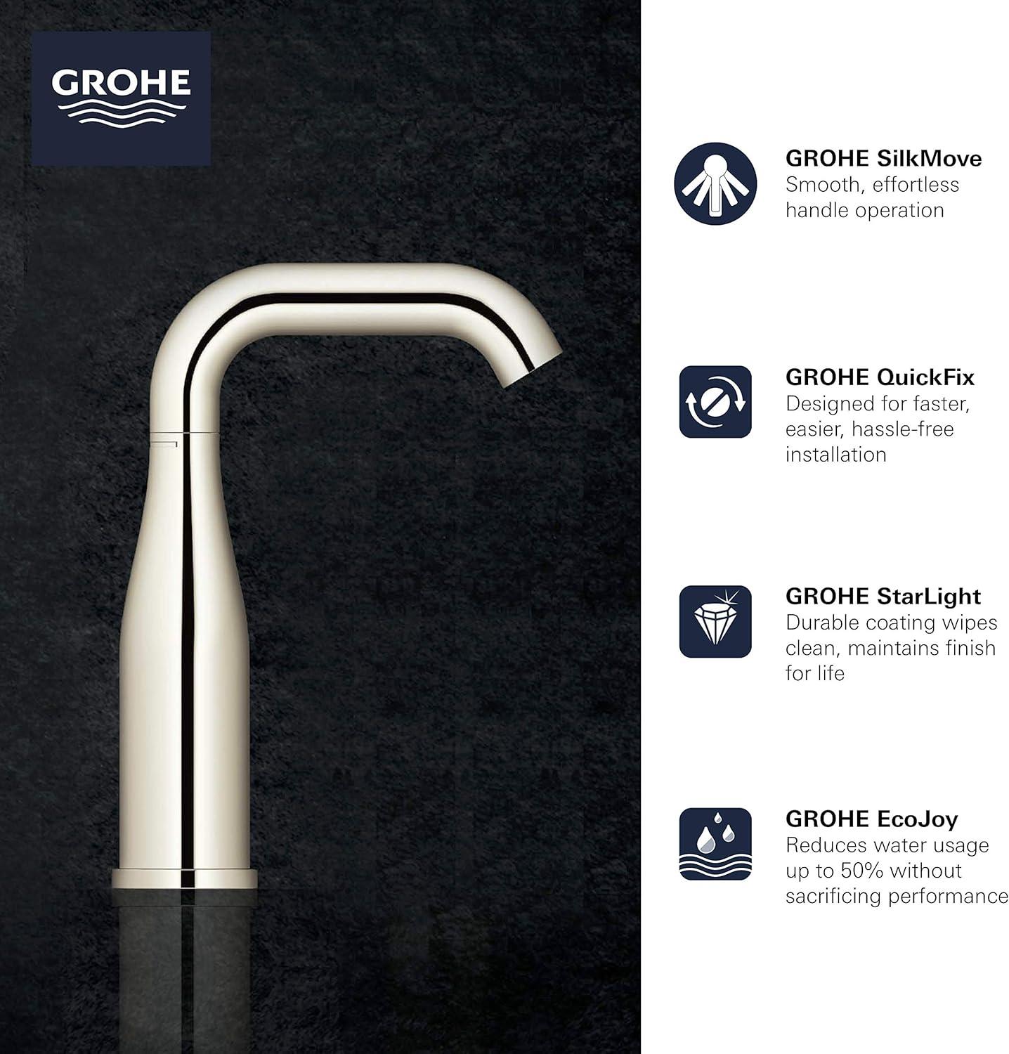 Grohe 23 485 A Essence 1.2 GPM Single Hole Bathroom Faucet - Nickel