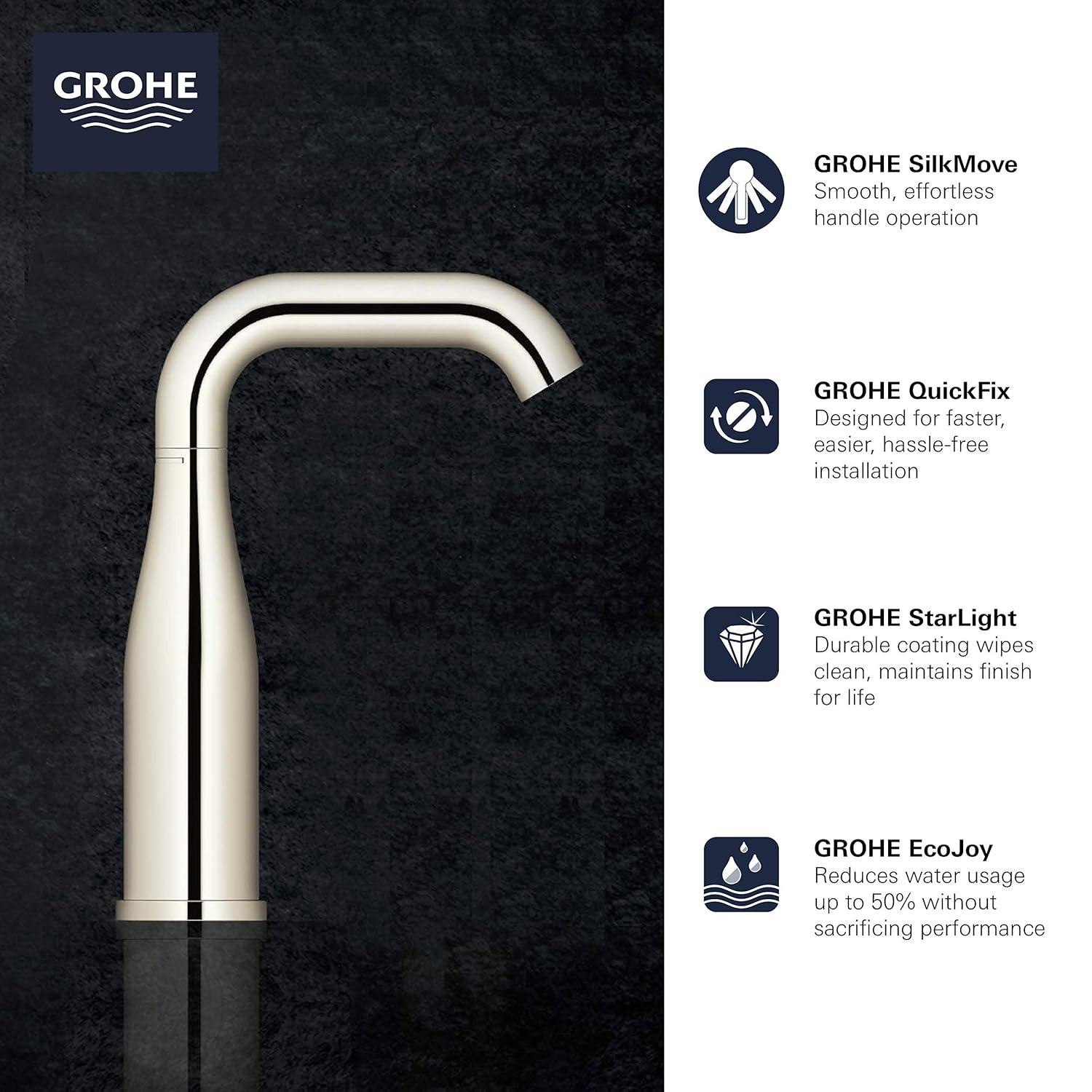 GROHE GROHE Essence Single Hole Bathroom Faucet with Single Handle, Size Medium 23485GNA