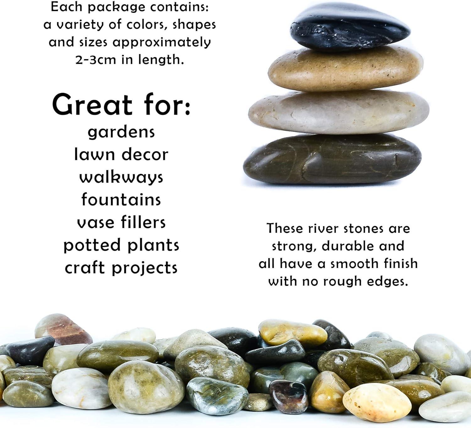 River Rocks Stones for Plants Pebbles for Indoor Plants | Aquarium Fish Tank Rocks | Polished Decorative Rocks for Vases (5 Pound Bag), 4-6 cm