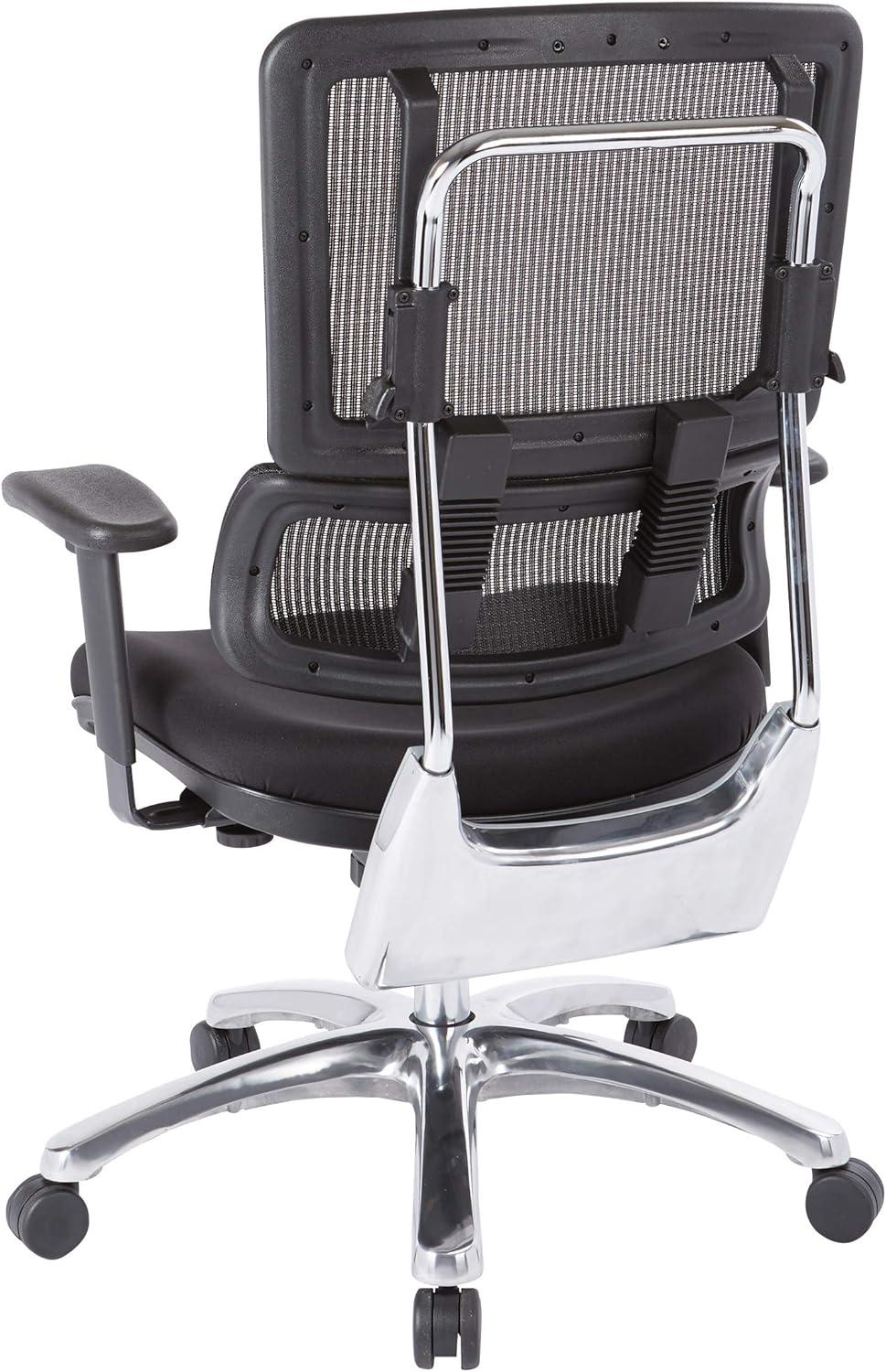 Vertical Black Mesh Back and Coal Black Fabric Seat with Polished Aluminum Base