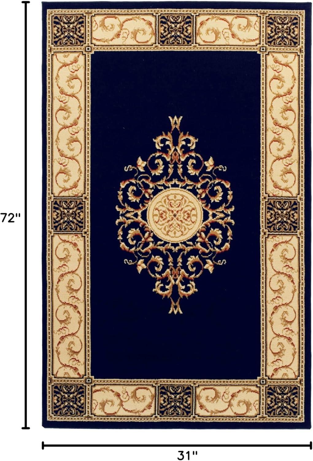 Superior Classic Elegant Floral Medallion Power-Loomed Indoor Area Rug, Midnight Blue, 4' x 6'