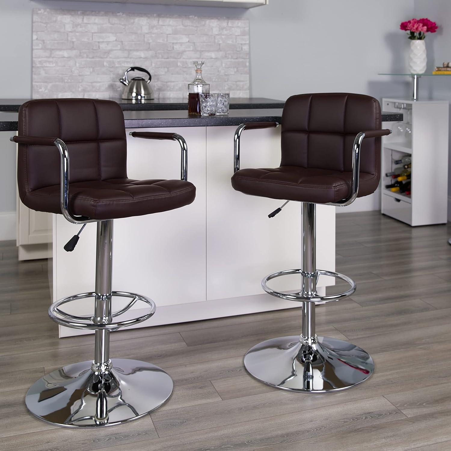 Adjustable Bar Stools - Counter Height Barstools with Back and Armrest