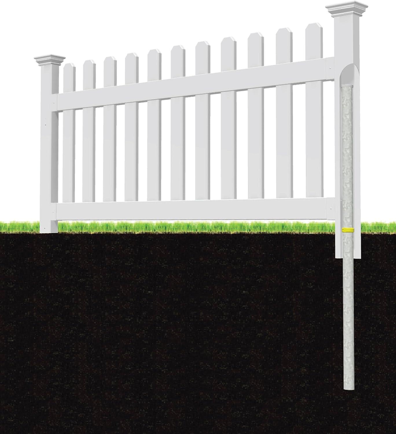 3ft H x 6ft W White Vinyl No Dig Picket Fence Panel