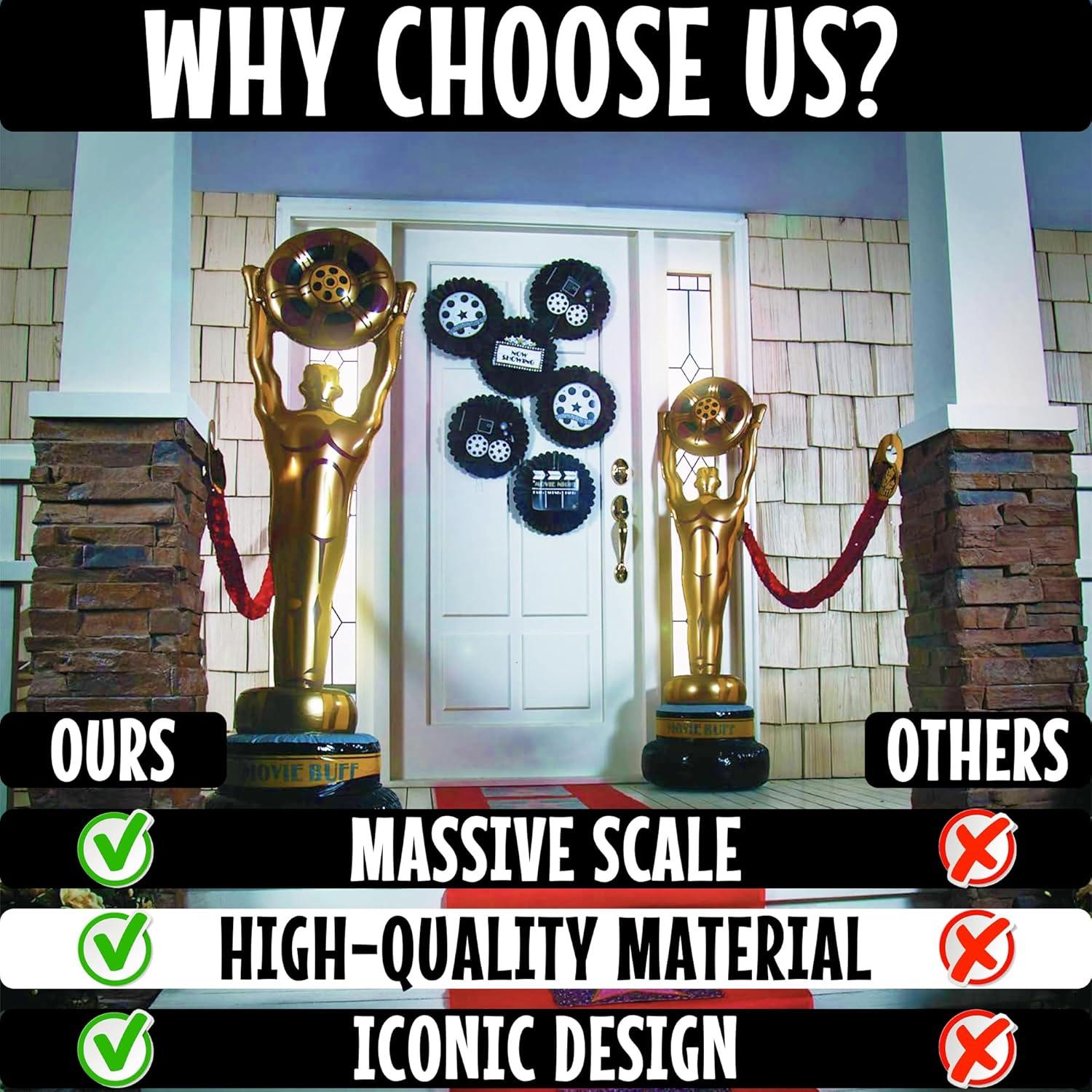 Huge Vinyl Inflatable Movie Buff Party Decoration (5 Feet Tall) Movie Night and Awards Party Decor, Party Favors