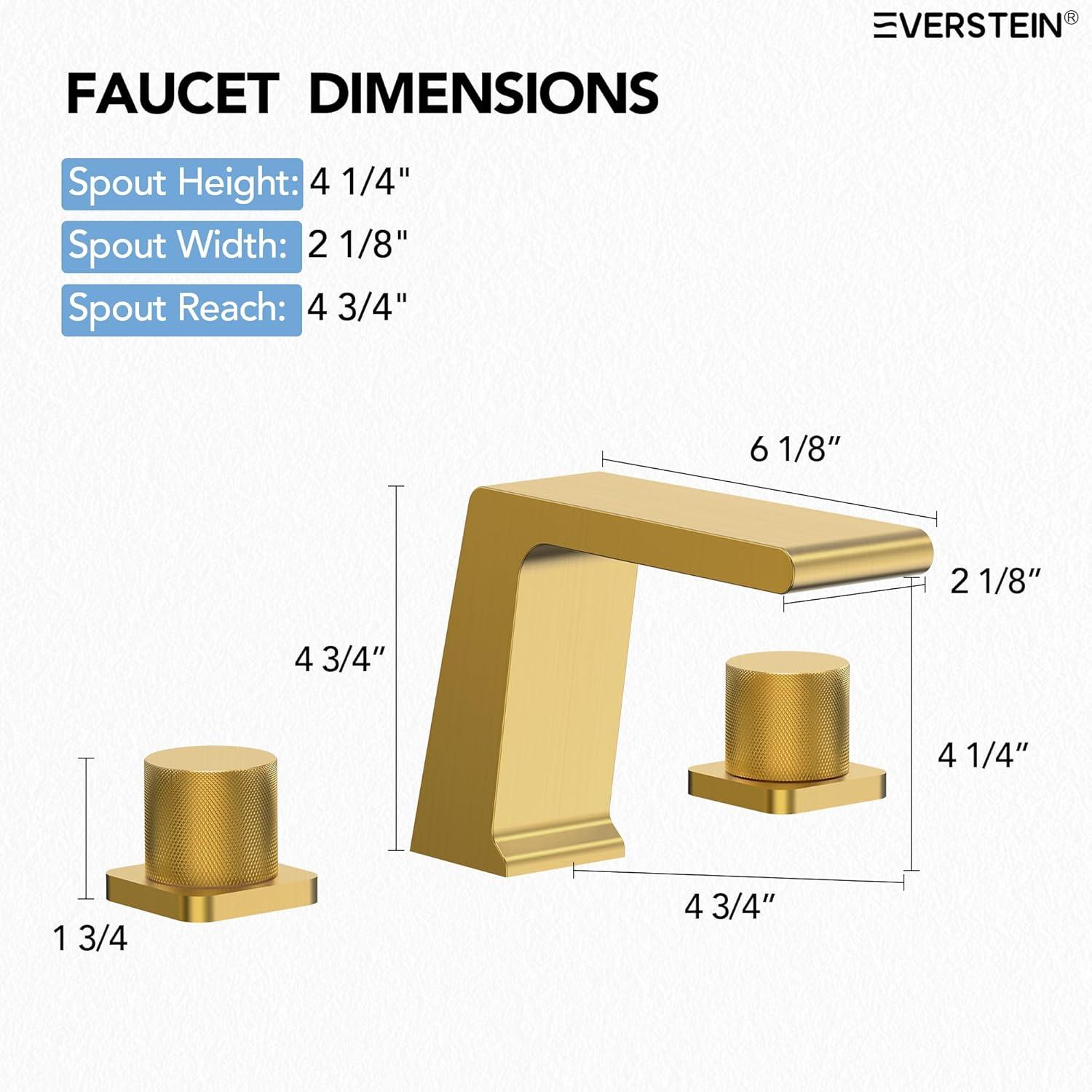 Brushed Gold Double Handle Widespread Bathroom Faucet