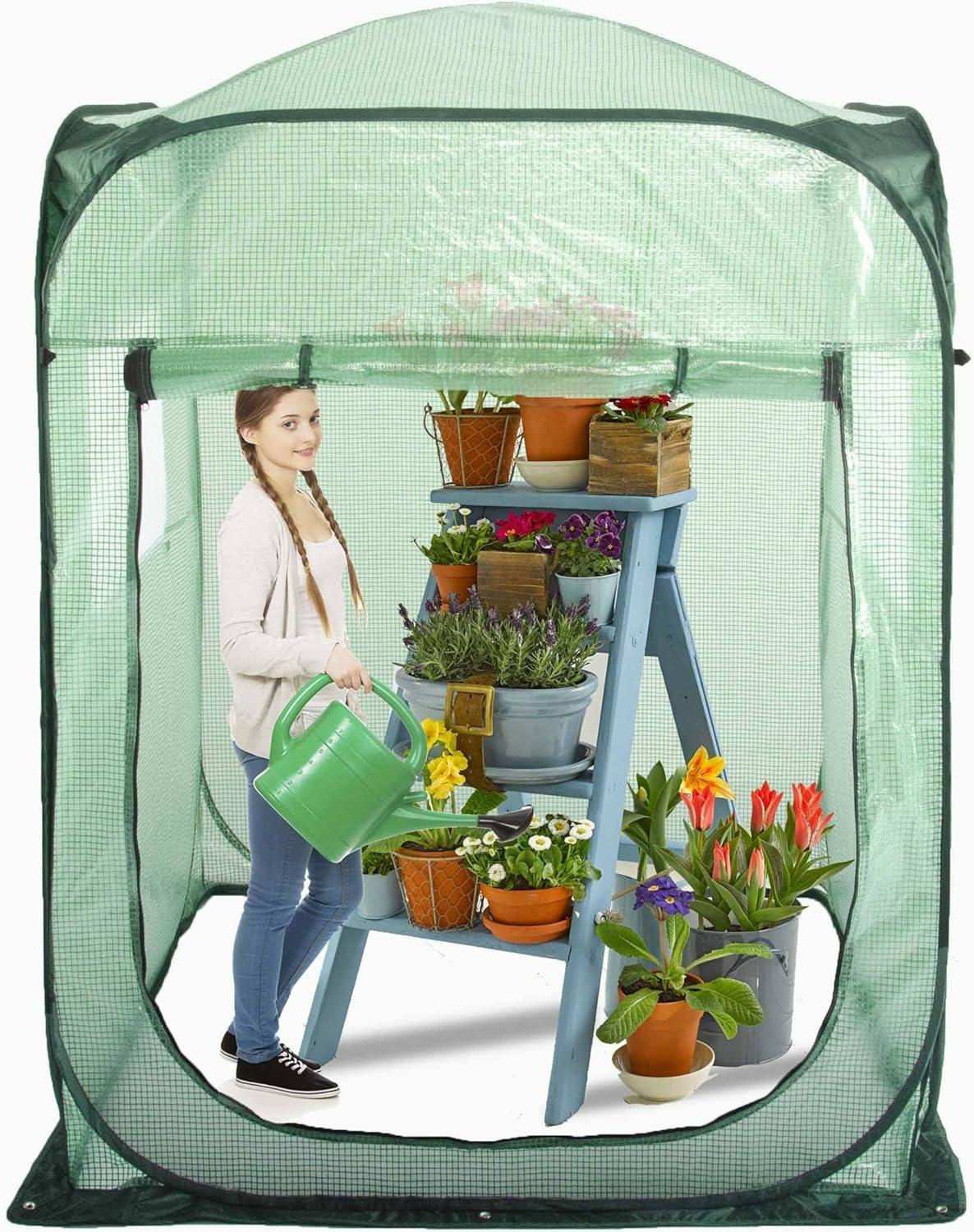 porayhut Pop Up Greenhouse Cover Flower House Mini Gardening Plant Flower Sunshine Room Room,Backyard PVC Greenhouse Cover for Cold Frost Protector Gardening Plants (Tunnel Grennhouse)