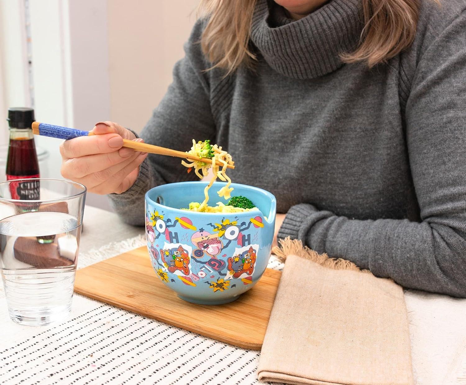 Silver Buffalo Adventure Time Toss Print 20-Ounce Ramen Bowl and Chopstick Set