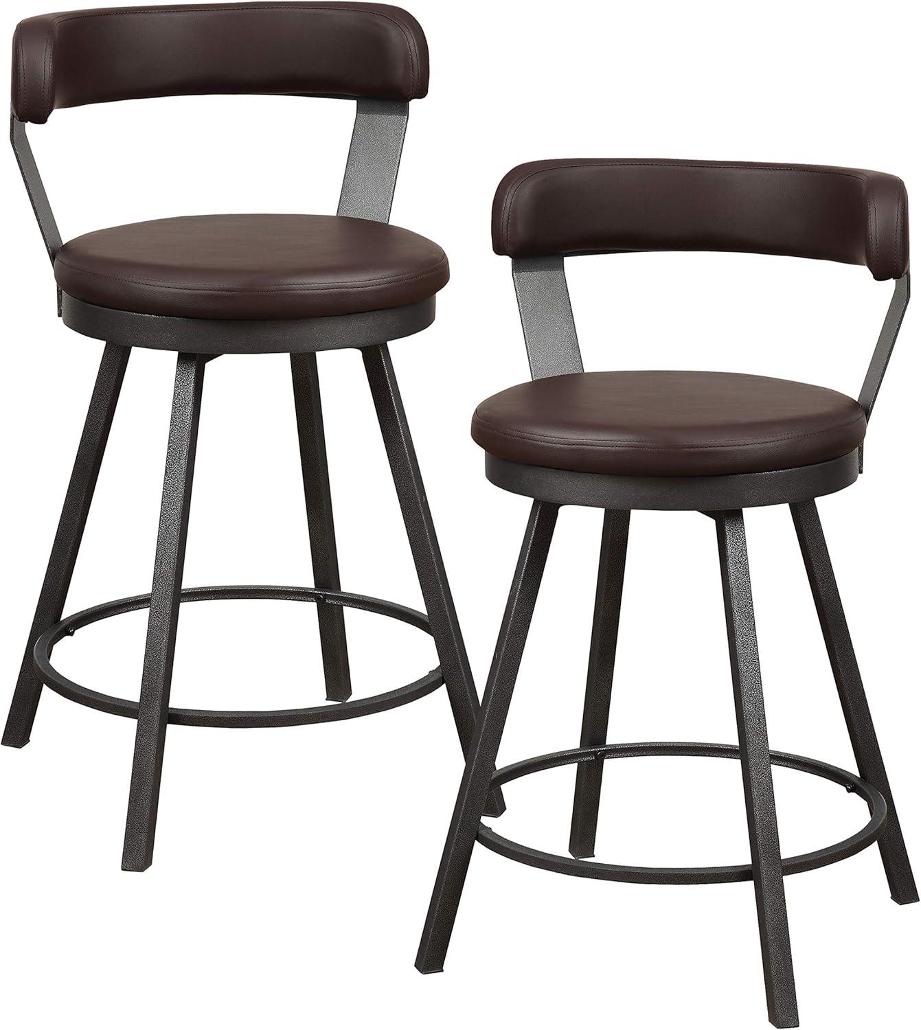 Lexicon Appert Metal Counter Height Swivel Stools in Dark Gray/Brown (Set of 2)