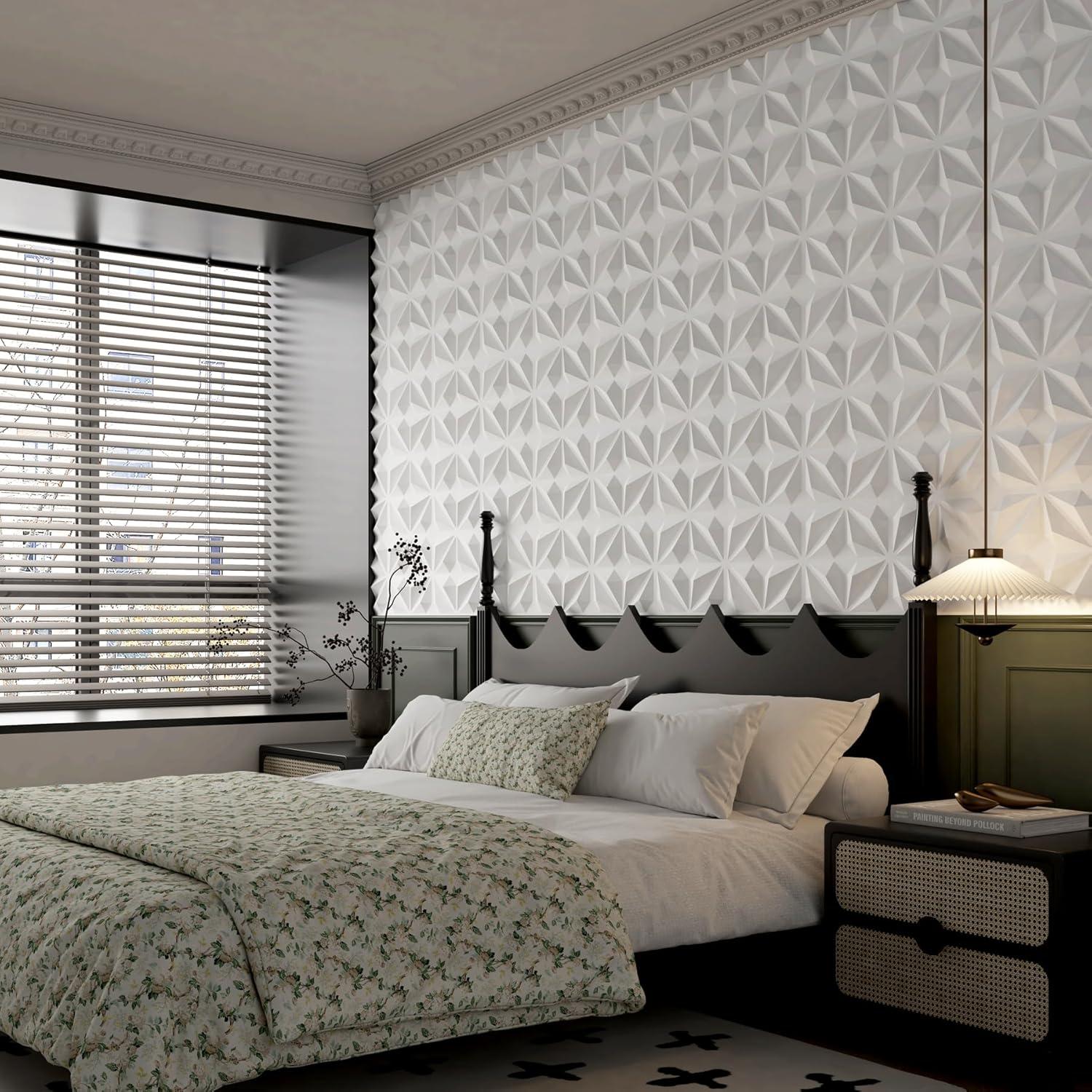 MIX3D 33 Pack 3D Wall Panels, PVC Textured Wall Panels for Interior Wall Decor, White, 12''x12'' Cover 32 Sq. Ft