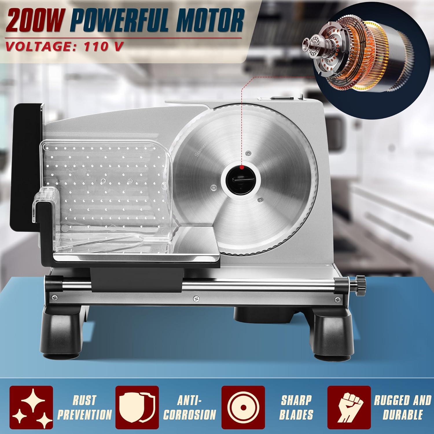 Fashionwu Fashionwu  Commercial Electric Meat Slicer 10" Food Cutter 240W Frozen Deli Slicer Machine