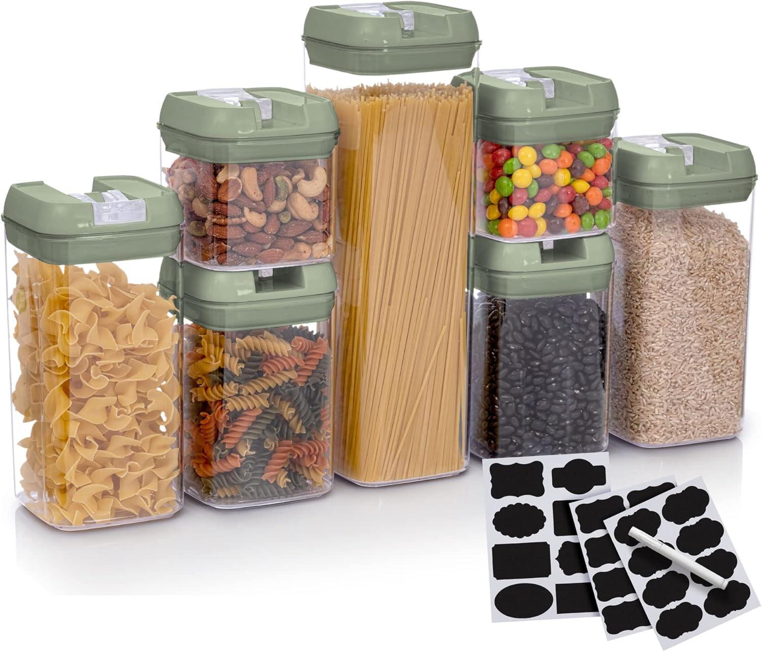 Cheer Collection Airtight Food Storage Containers, Set of 7 (Olive Green)