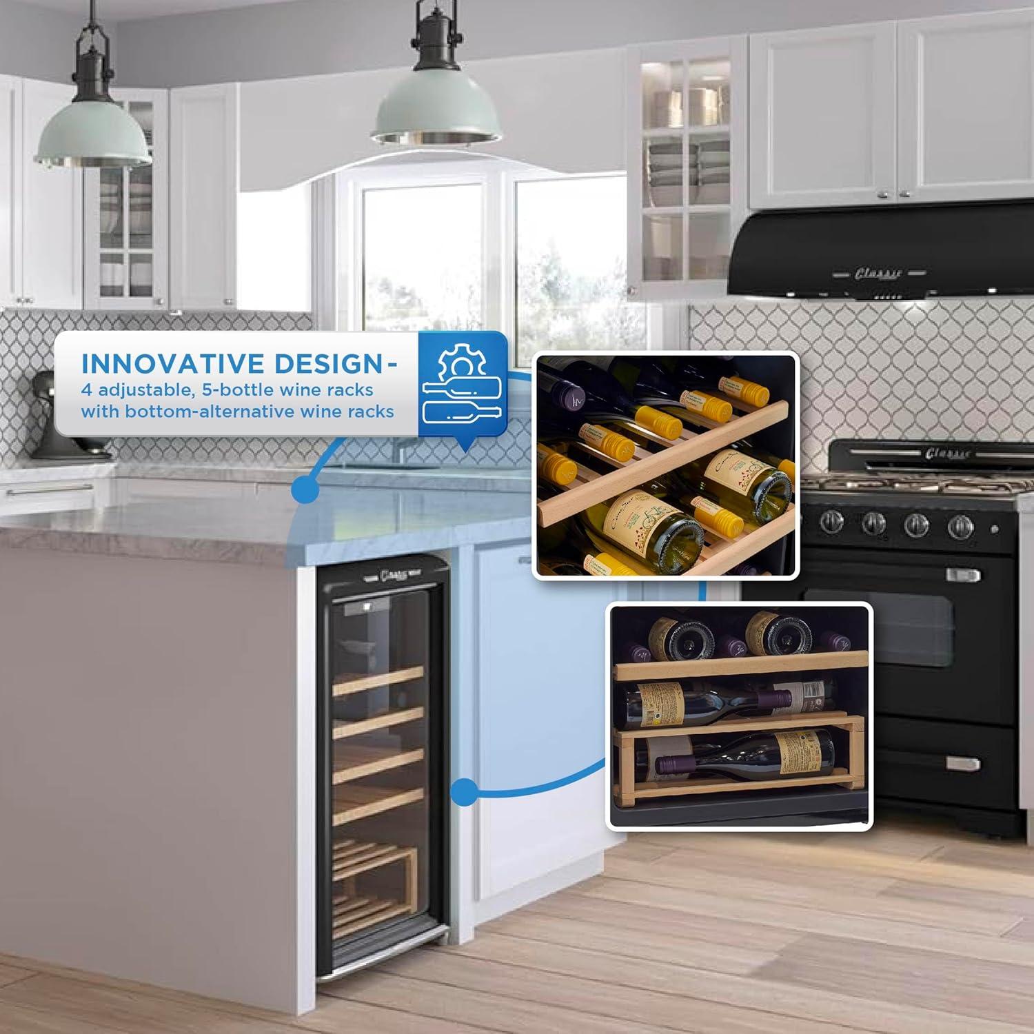 Unique Appliances Ugp-125Cr Wf Classic Retro 24" Wide 28 Bottle Capacity Free Standing