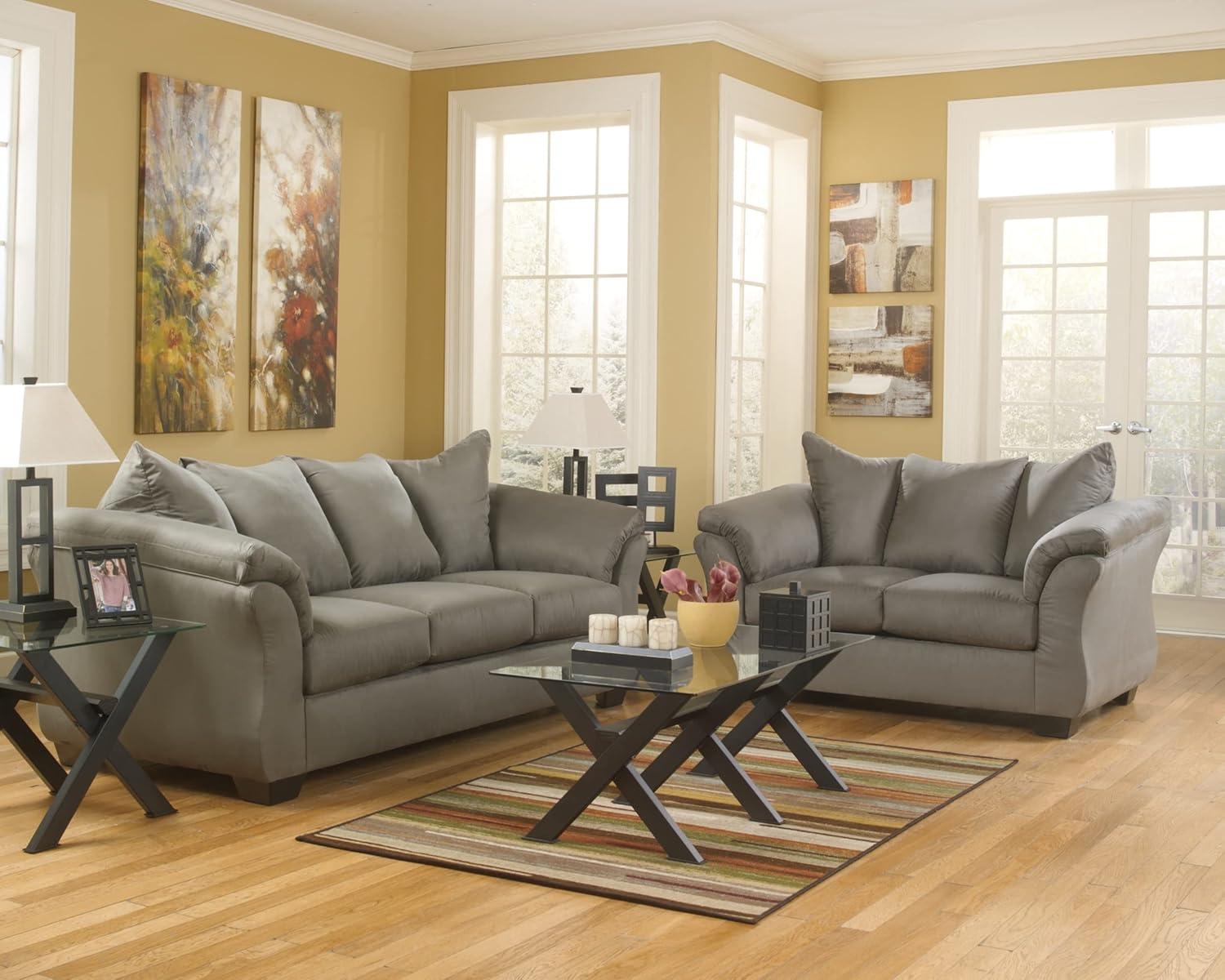 Signature Design by Ashley Darcy Fabric Loveseat in Cobblestone