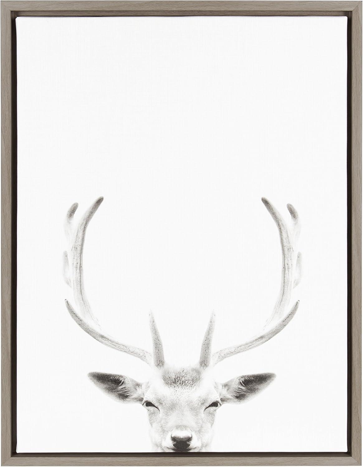 Kate & Laurel All Things Decor Sylvie Deer Framed Canvas Wall Art by Simon Te of Tai Prints