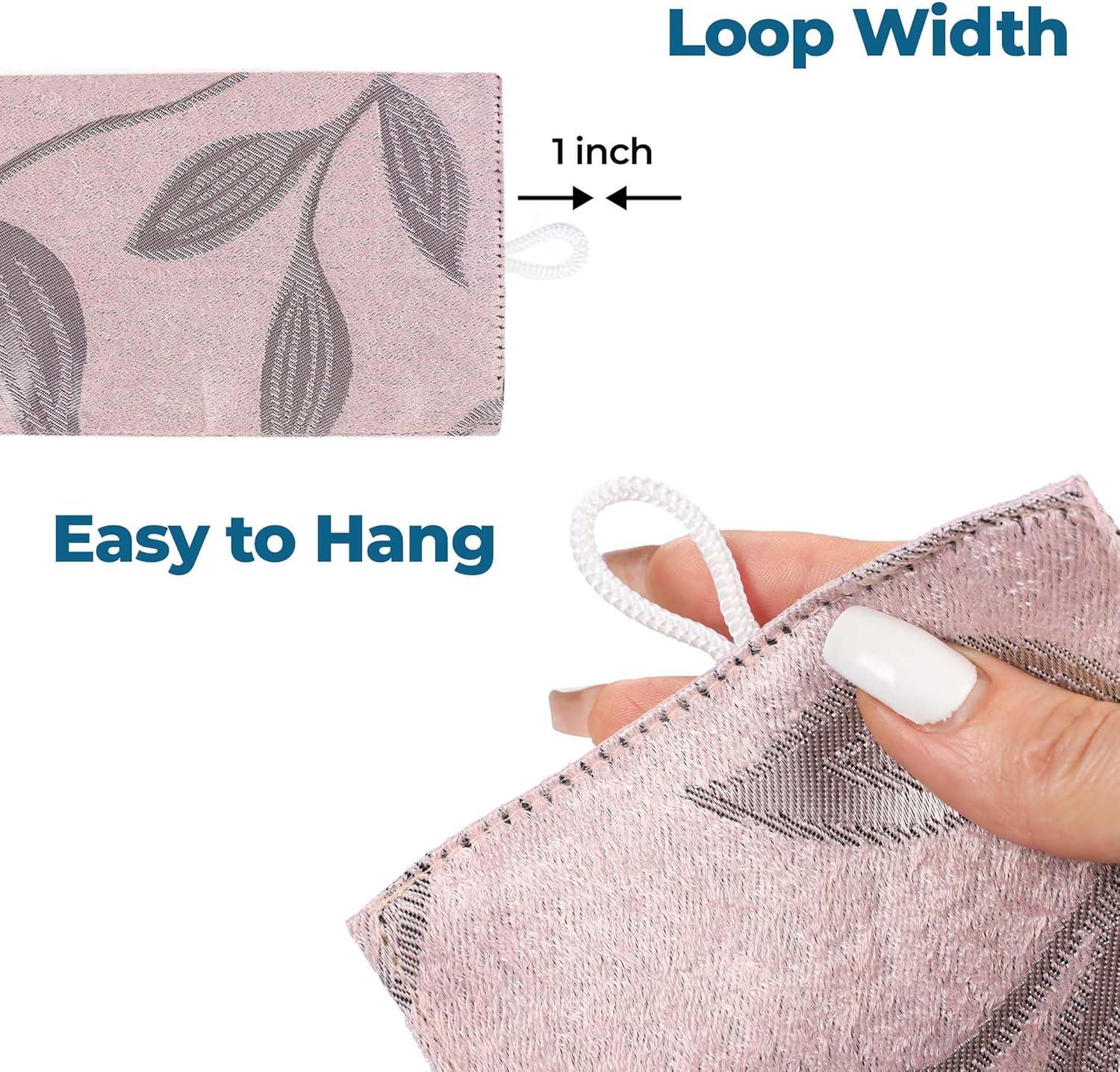 Superior Leaves Blackout Back Tab Curtains, Set of 2, 52" x 63", Blush