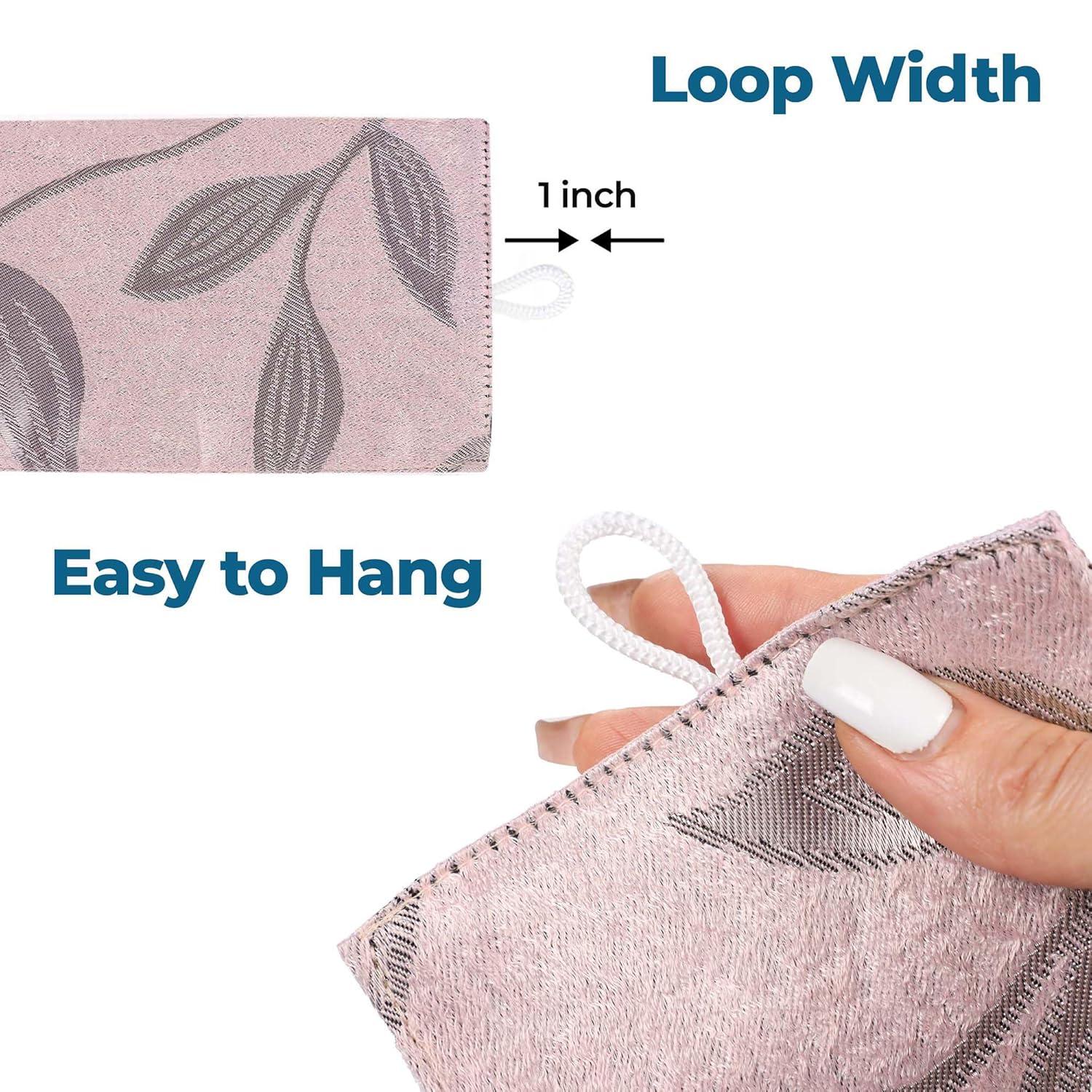 Superior Leaves Blackout Back Tab Curtains, Set of 2, 52" x 63", Blush