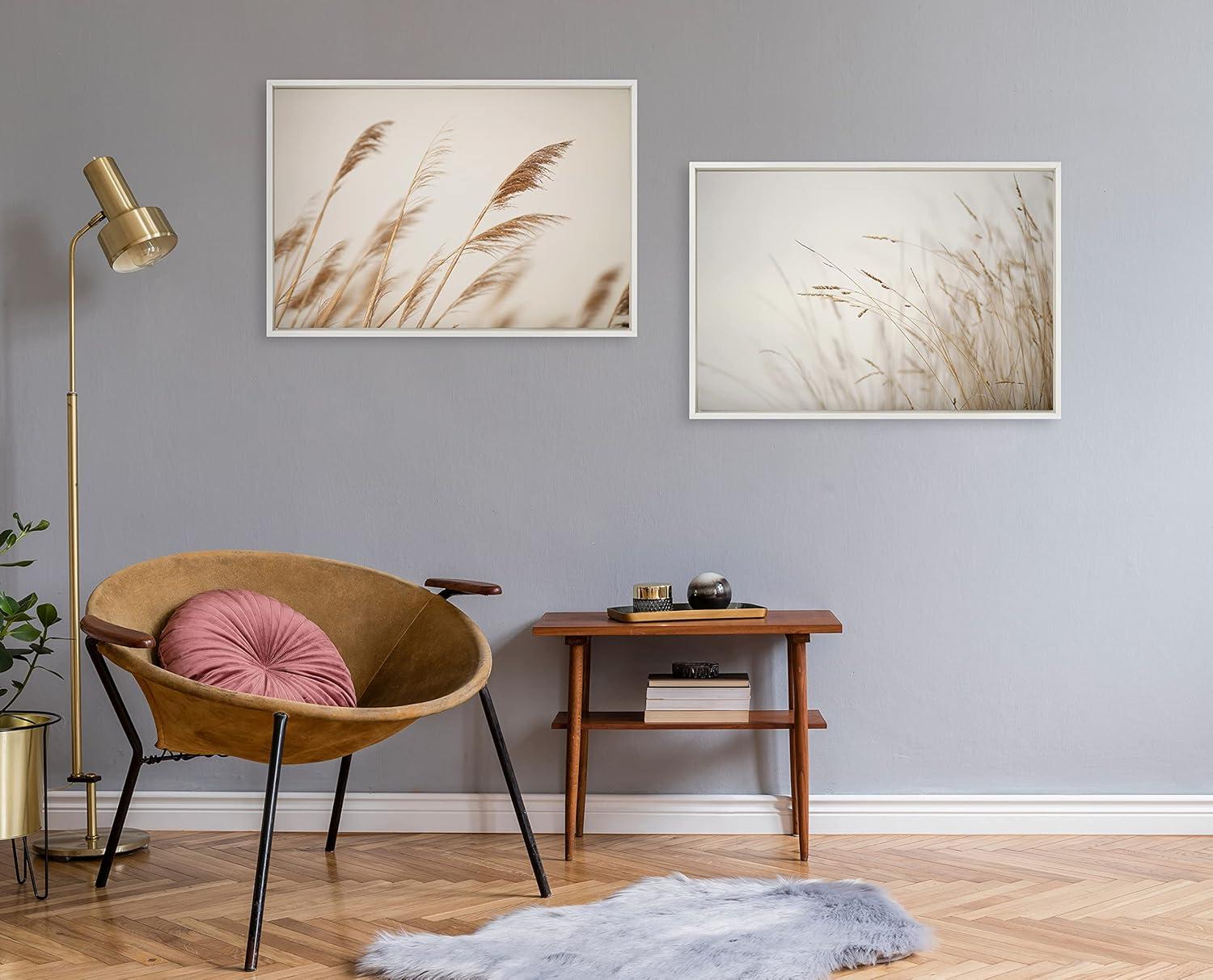 23" x 33" Sylvie Marsh Grass No 1 Framed Canvas by Crystal Lynn Collins White - Kate & Laurel All Things Decor