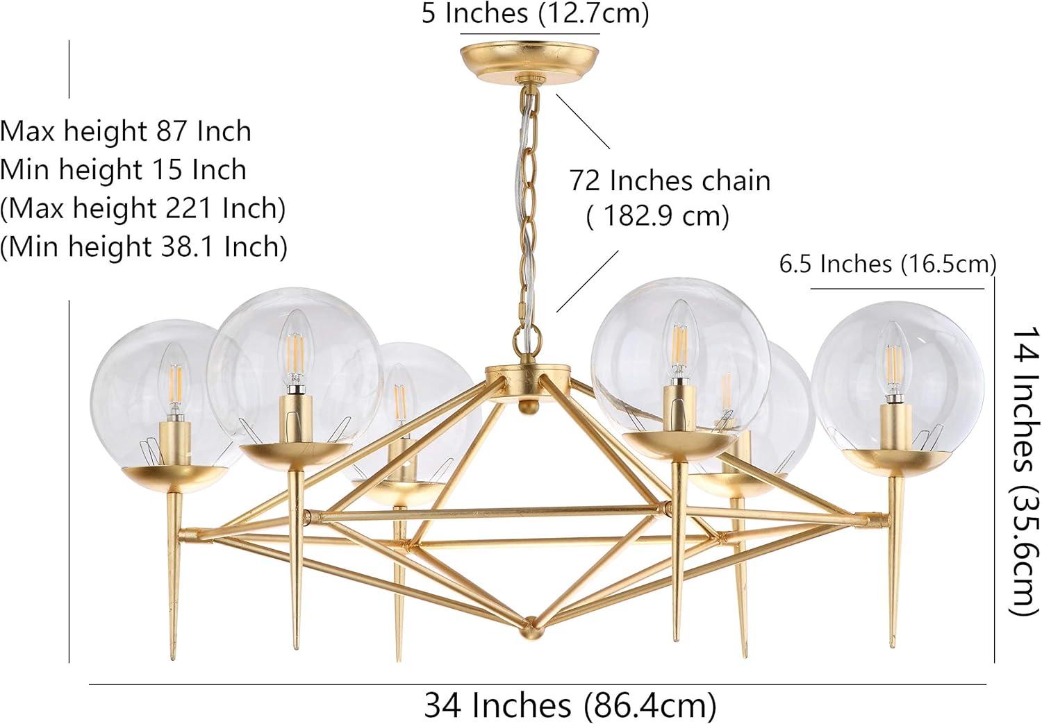 Greyor 6 Light 34" Chandelier - CHA4001 - Gold - Safavieh