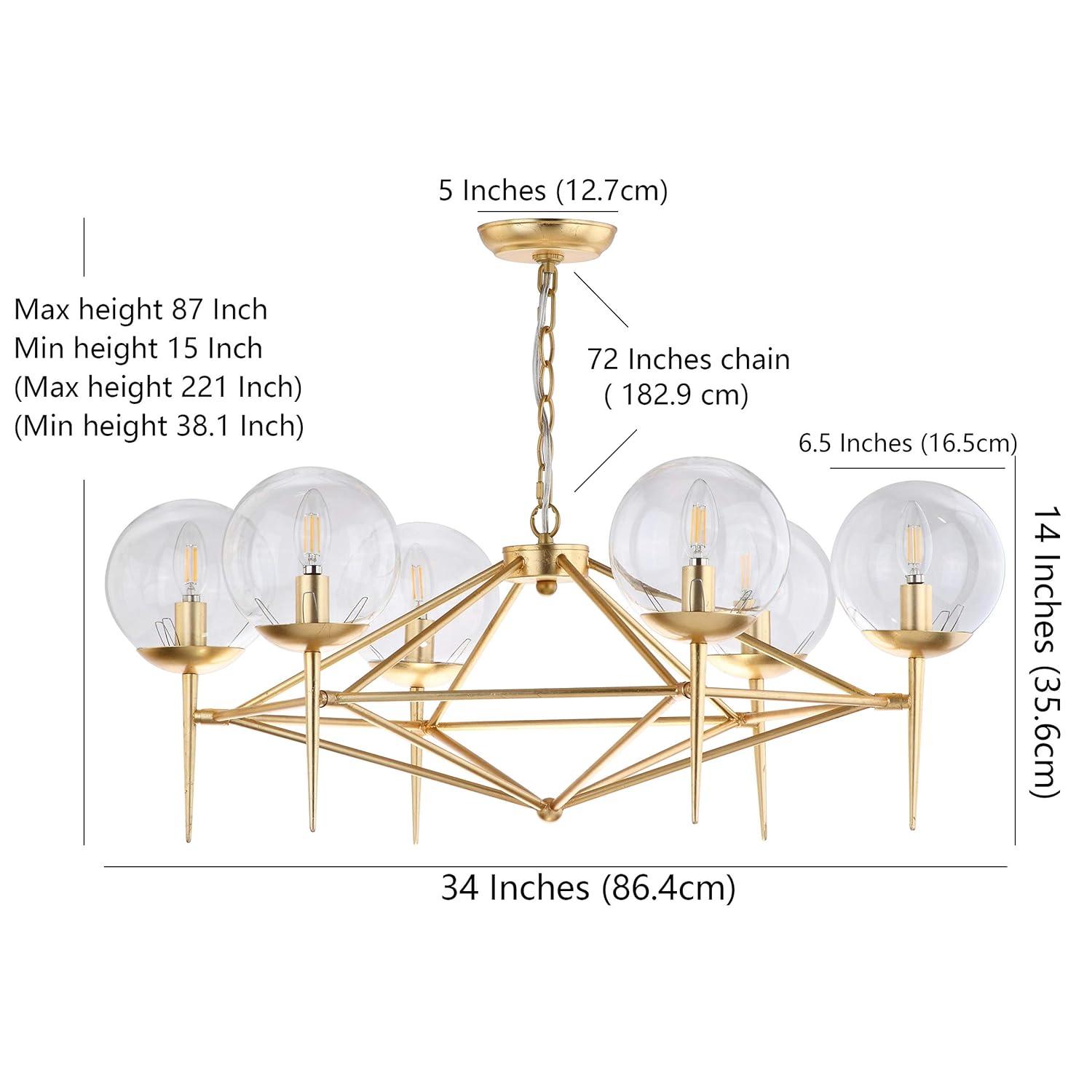 Greyor 6 Light 34" Chandelier - CHA4001 - Gold - Safavieh