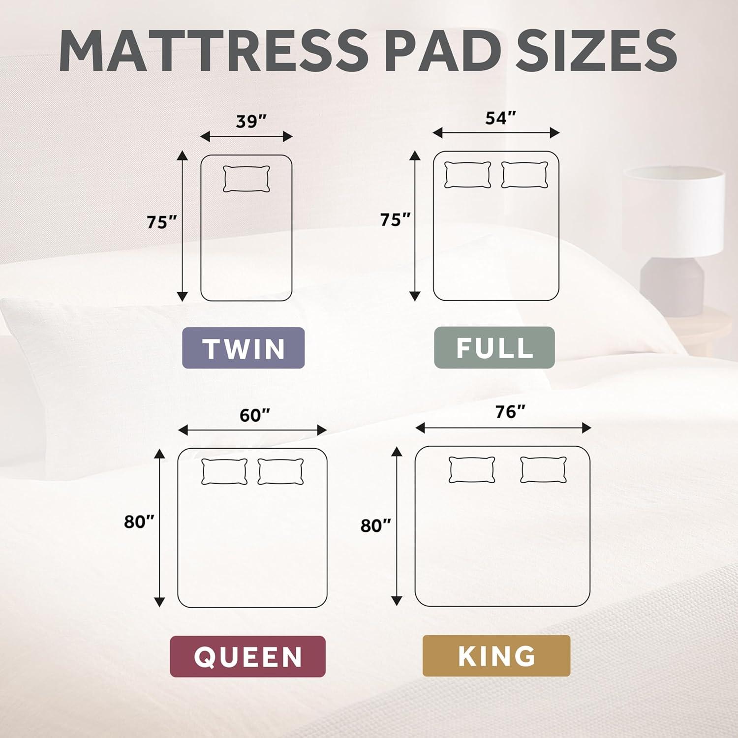 Twin Size White Cotton Quilted Heated Mattress Pad