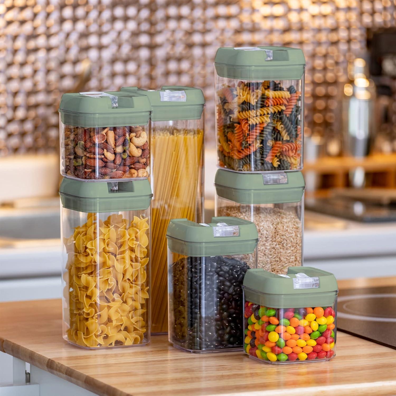 Cheer Collection Airtight Food Storage Containers, Set of 7 (Olive Green)