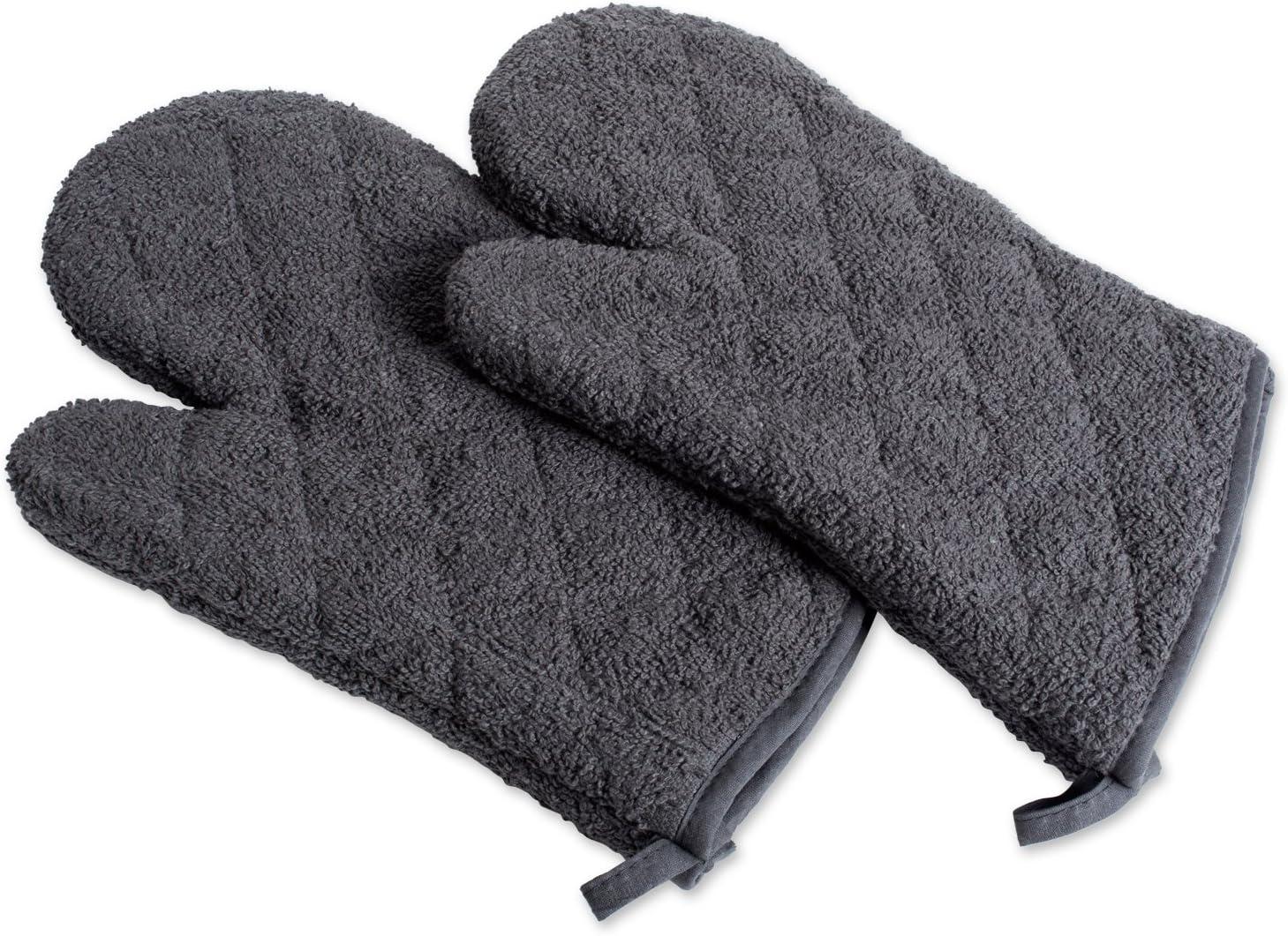 Mineral Gray Cotton Quilted Oven Mitt Set