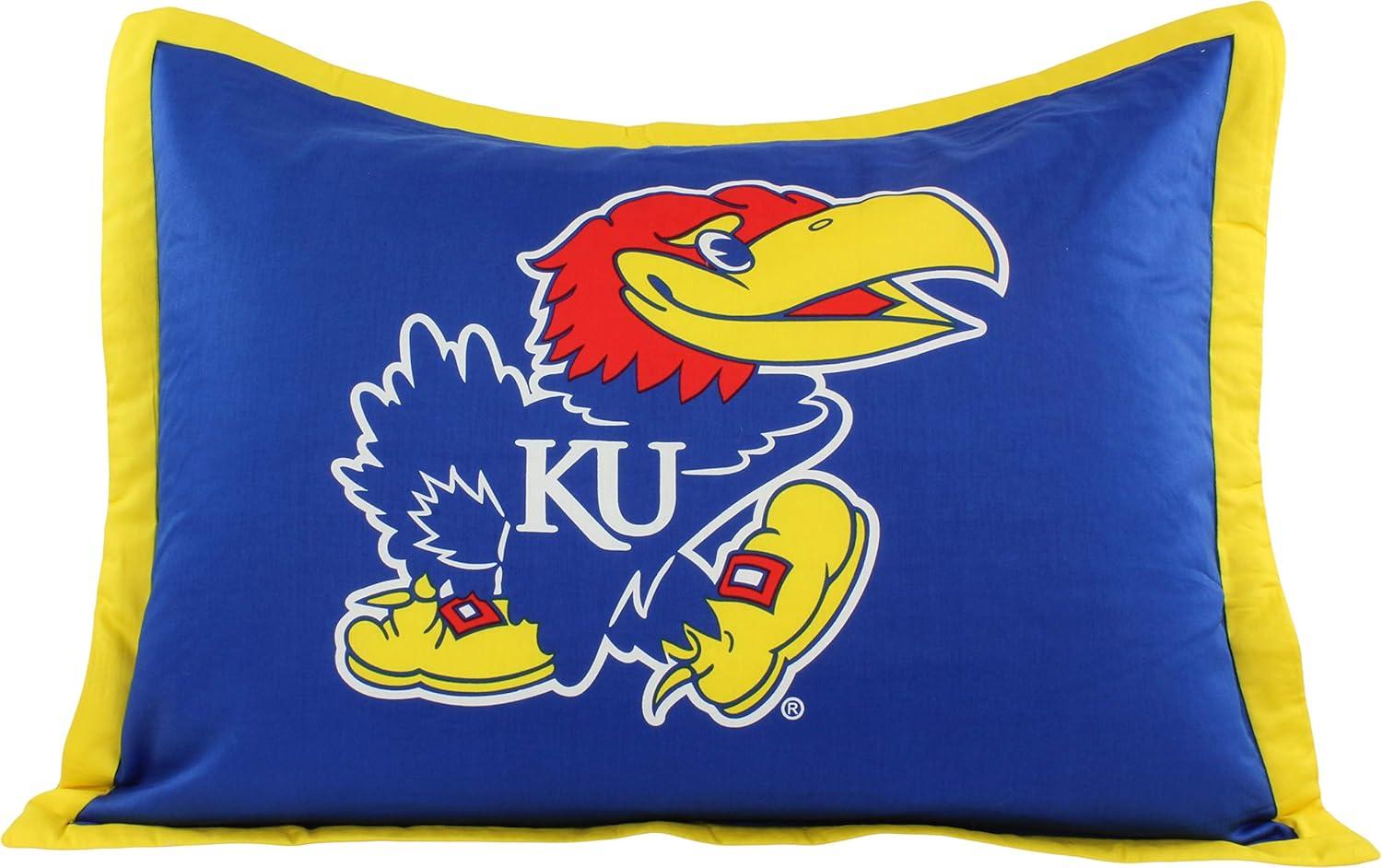 Kansas Jayhawks Blue Cotton Standard Pillow Sham