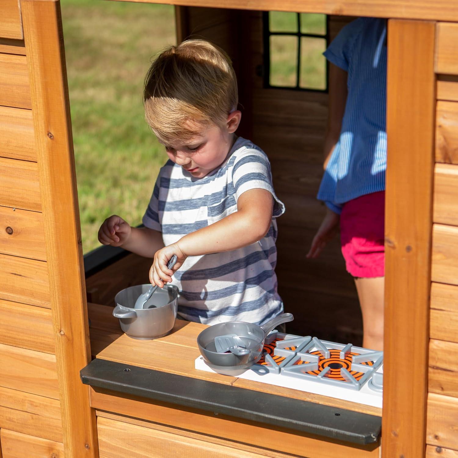 Sweetwater Cedar Wooden Playhouse with Black Roof