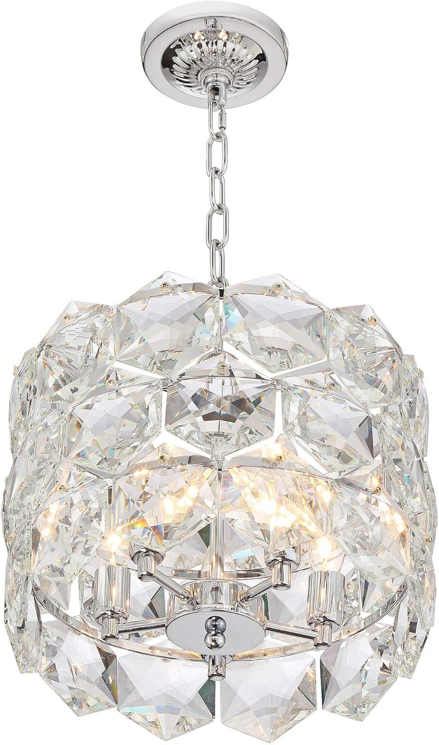 Vienna Full Spectrum Chrome Crystal Pendant Chandelier 13 1/2" Wide Modern 5-Light Fixture for Dining Room House Kitchen Entryway