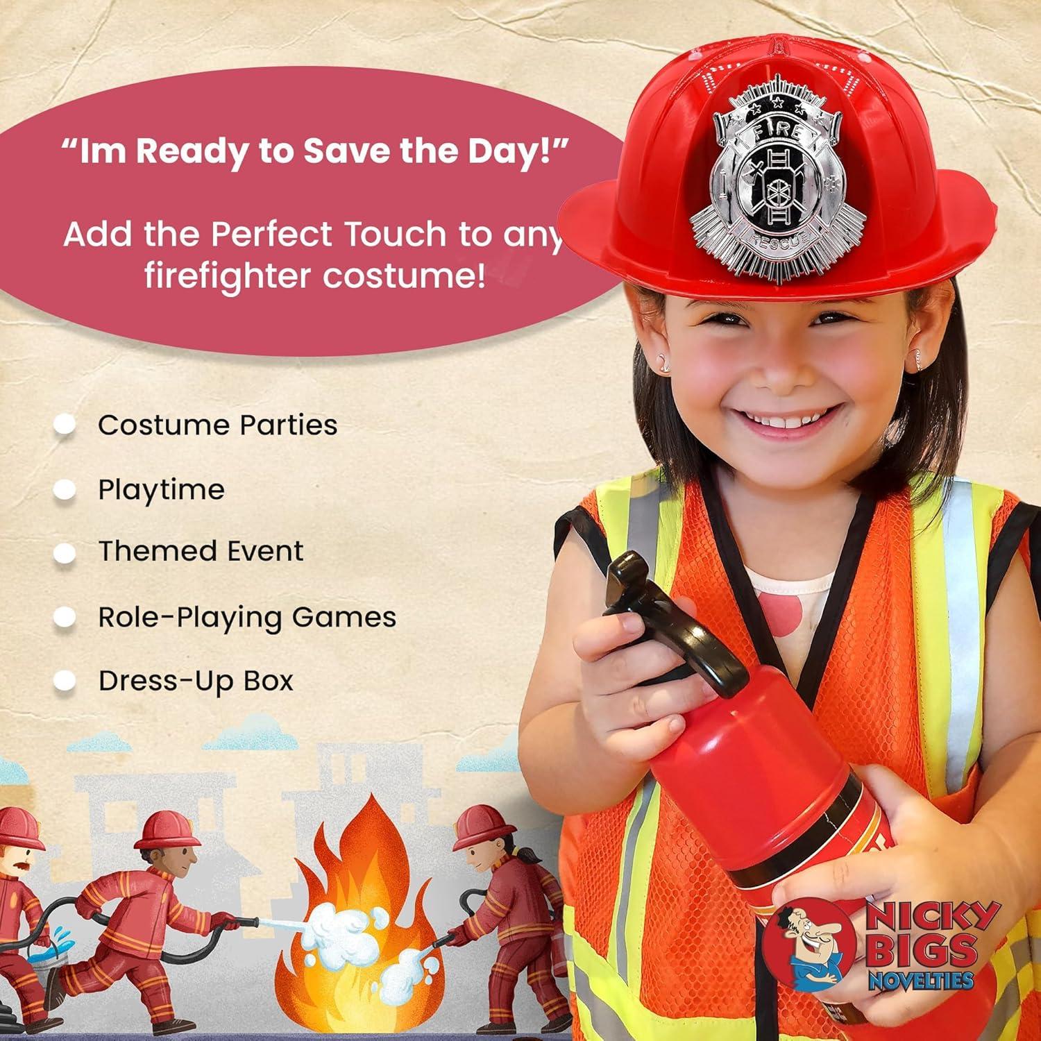 Nicky Bigs Novelties Child Deluxe Red Firefighter Helmet Costume Accessory Kids Fireman Hat Costume