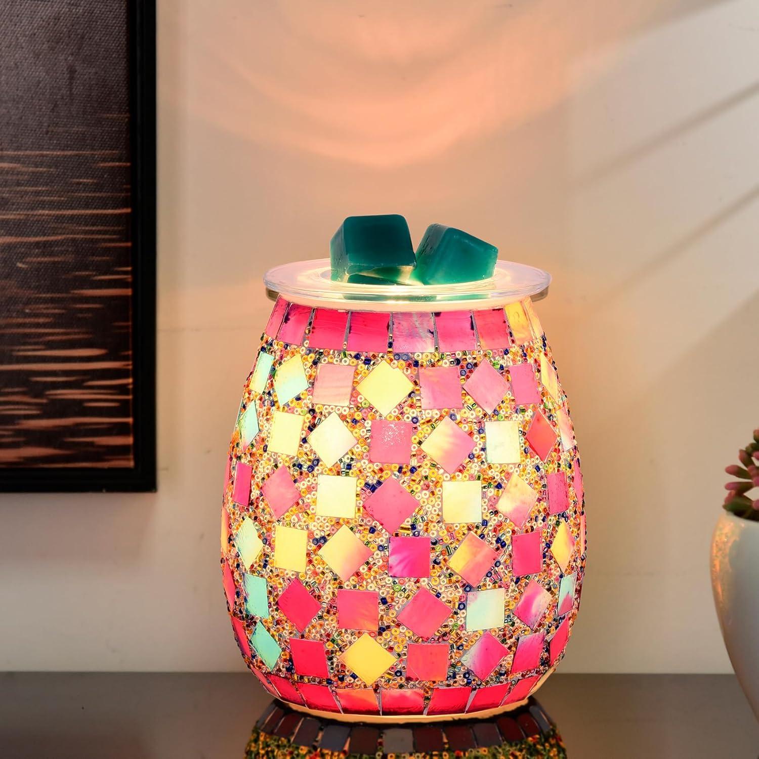 Dicimi Mosaic Glass Wax melt Warmer, Candle Wax Warmer, Electric Oil Burner,Wax Warmer for Scented Wax, for Essential Oil Burner & Wax Melts Burner MSK00012