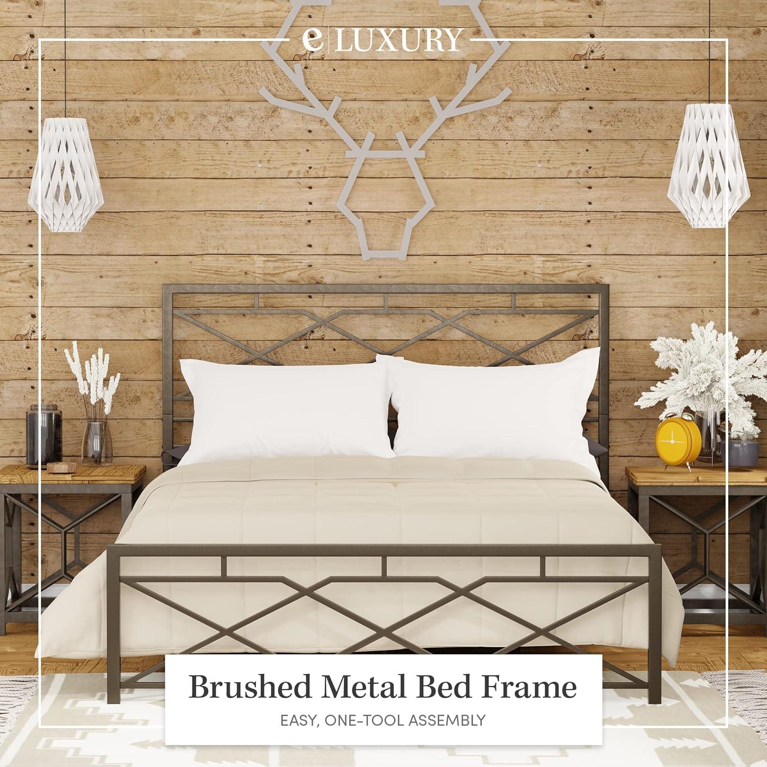 eLuxury Modern Industrial Metal Alpine Bed Frame