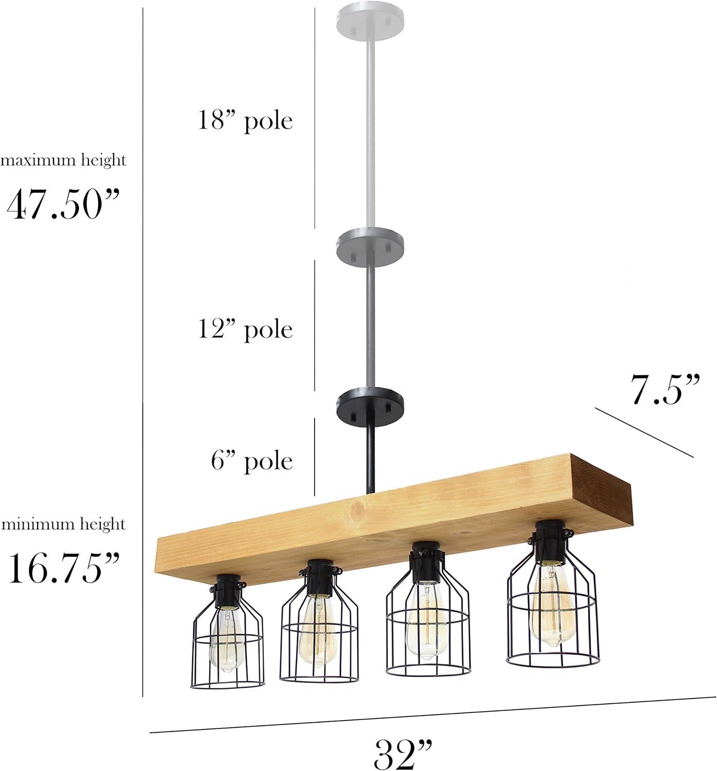 Elegant Designs 47.5" Farmhouse Rustic Cage Ceiling Pendant, Light Wood