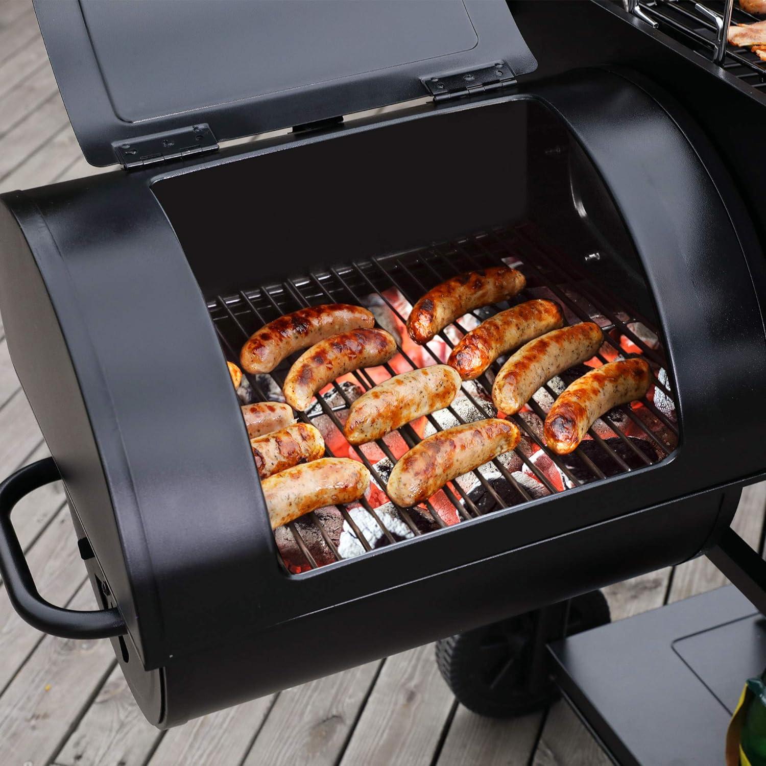 Royal Gourmet Black Steel Charcoal Grill with Offset Smoker