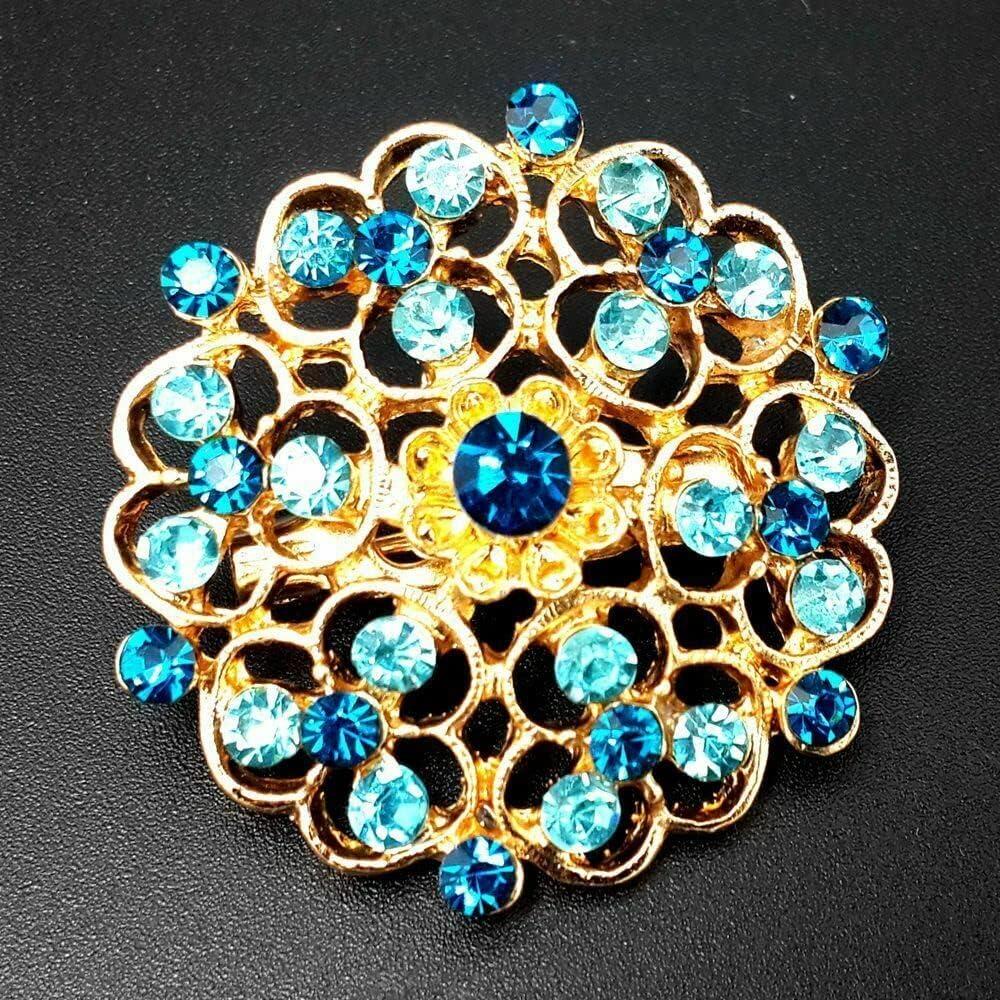 The Perfect Part Pack of 24 Rhinestone Crystal Flower Brooch Pins, Vintage Jewelry Colorful Crystal Flower Brooches for Women