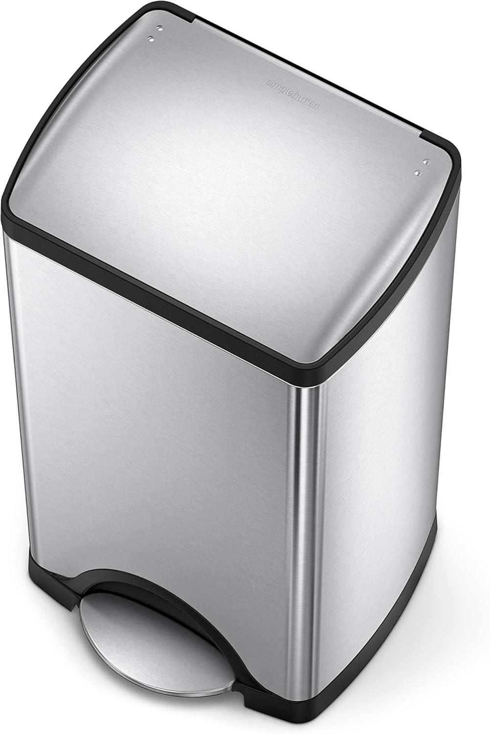 simplehuman 30L Rectangular Kitchen Step Trash Can Stainless Steel with Soft-Close Lid