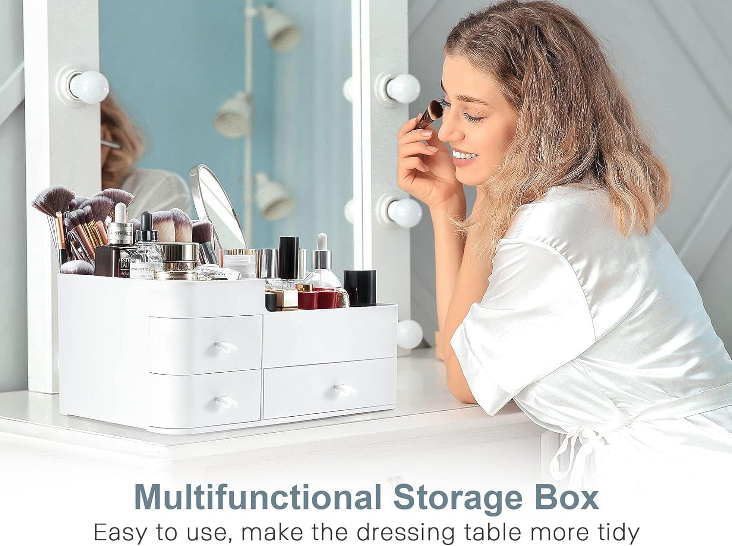 BREIS Makeup Organizer with Drawers,Large Capacity Countertop Organizer for Vanity,Bathroom Makeup Organizer for Skin Care, Cosmetics, Brushes, Eyeshadow, Lotions, Lipstick, Nail Polish