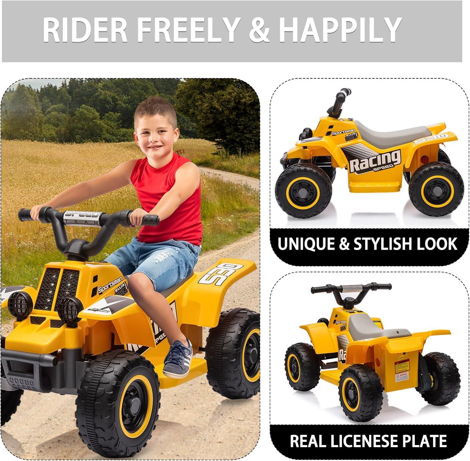 ANPABO 6V 7Ah Powered Ride-on Toy, Electric 4-Wheeler ATV Car w/ Horn, Music Player, Headlight for Kids