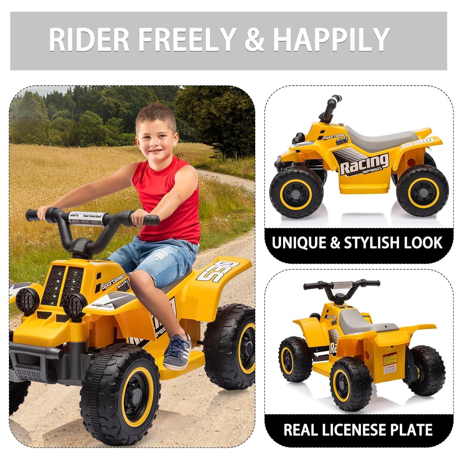 ANPABO 6V 7Ah Powered Ride-on Toy, Electric 4-Wheeler ATV Car w/ Horn, Music Player, Headlight for Kids