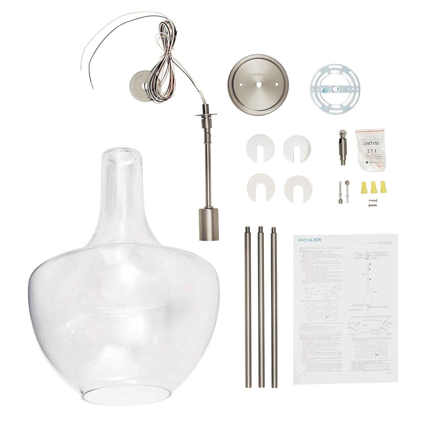 1 - Light Brushed Nickel Teardrop Pendant