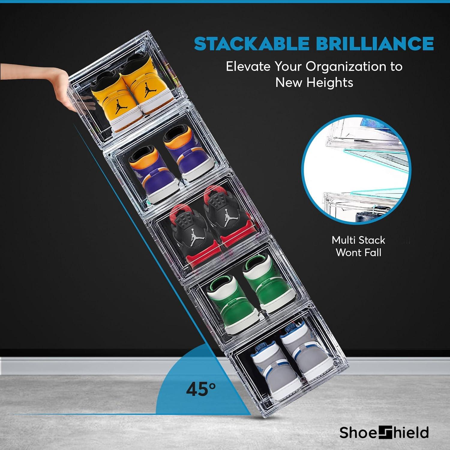 Clear Stackable Plastic Shoe Display Box with Magnetic Door