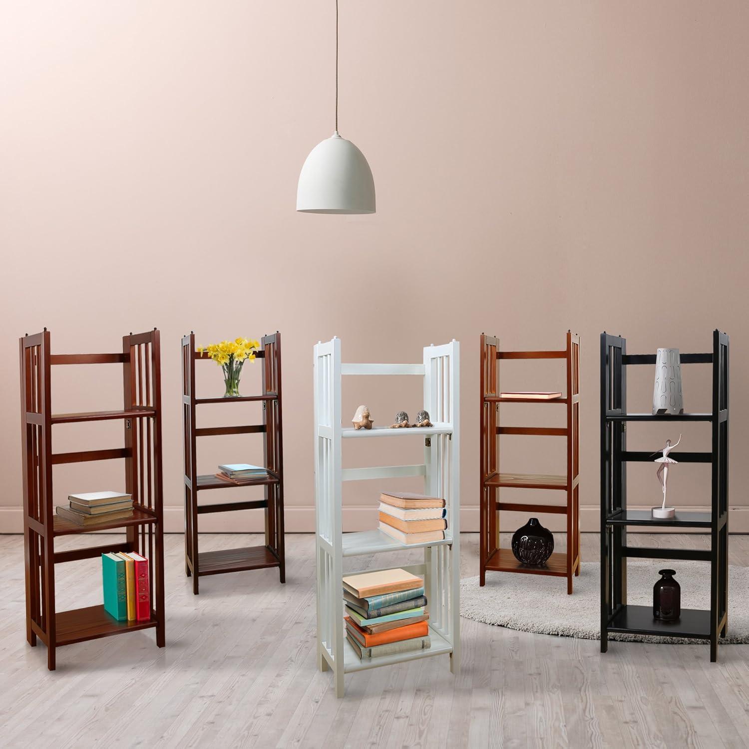 Casual Home 3 Shelf 14 Inch Folding Office Furniture Wood Bookcase, Mahogany