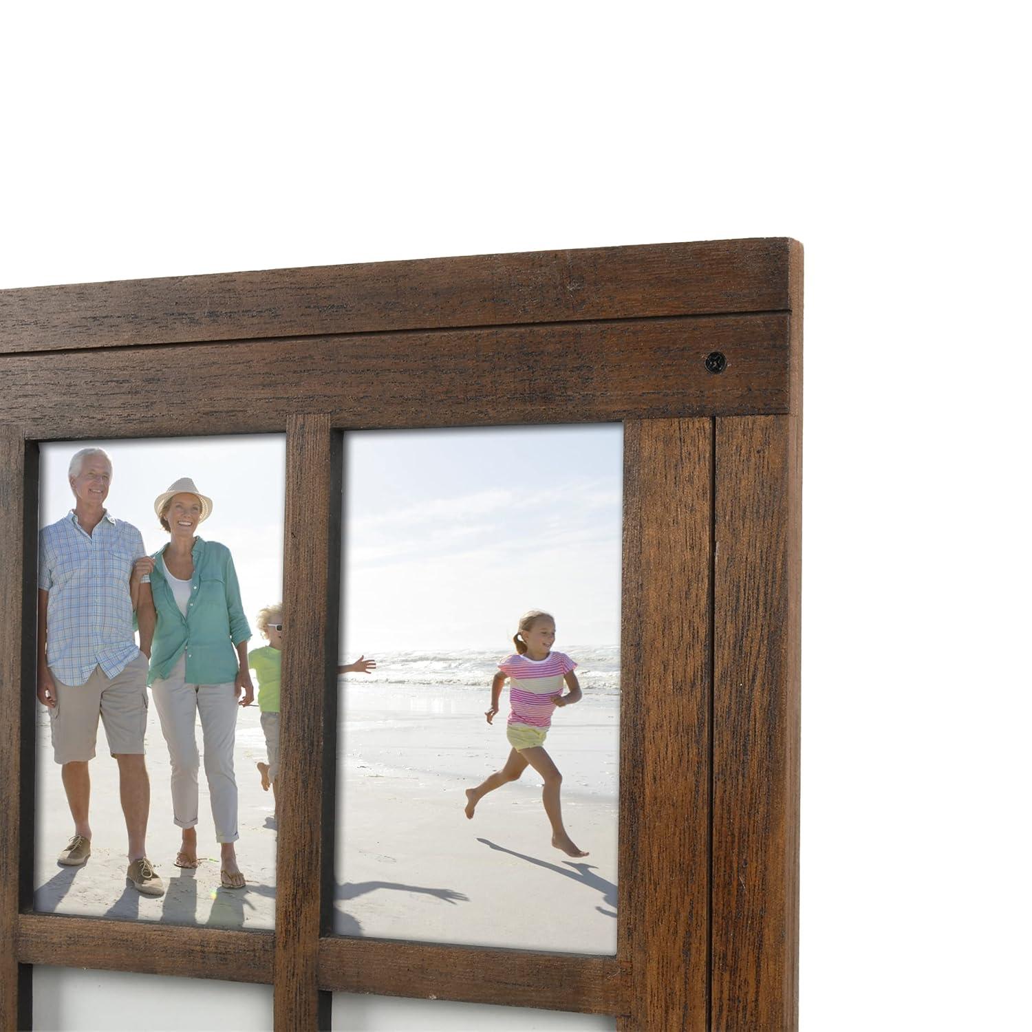 Prinz Homestead Distressed Walnut 9-Opening Collage Picture Frame, for 4x6 Photos, Wall Hanging