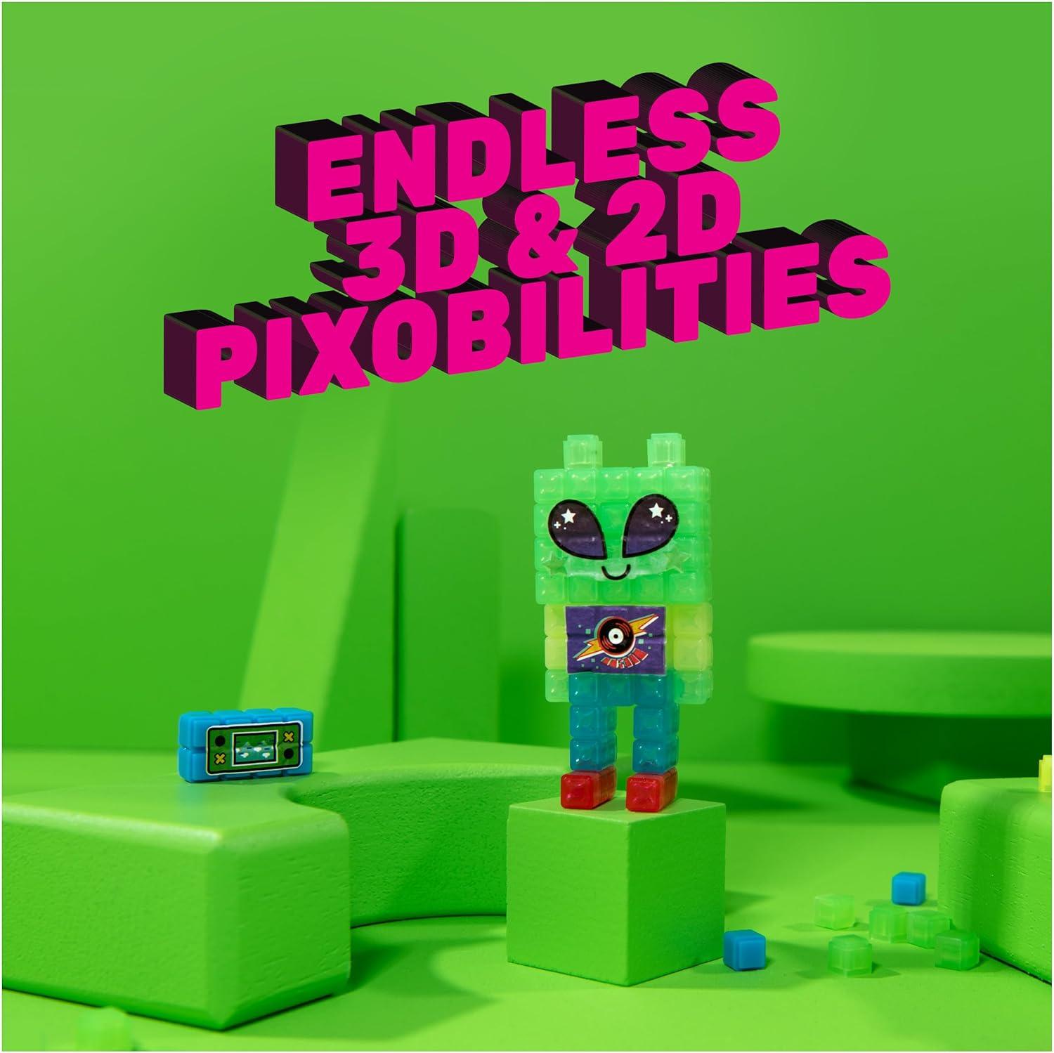 Pixobitz, Exclusive Neon Studio with 600 Water Fuse Beads, Decos and Accessories, Makes 3D Creations with No Heat, Arts and Crafts Kids Toys