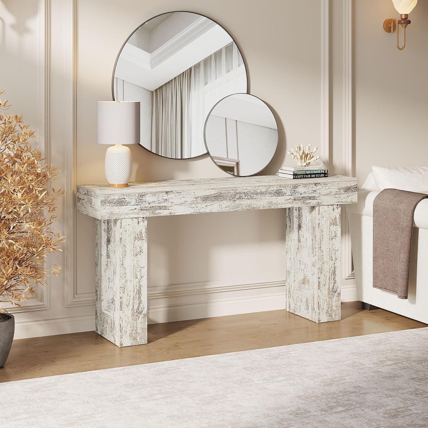 GIODIR 63 Inch Long Console Table, Rustic Wooden Sofa Table Behind Couch, Farmhouse Entryway Table, Industrial Accent Furniture For Entrance, Foyer, Hallway, Living Room