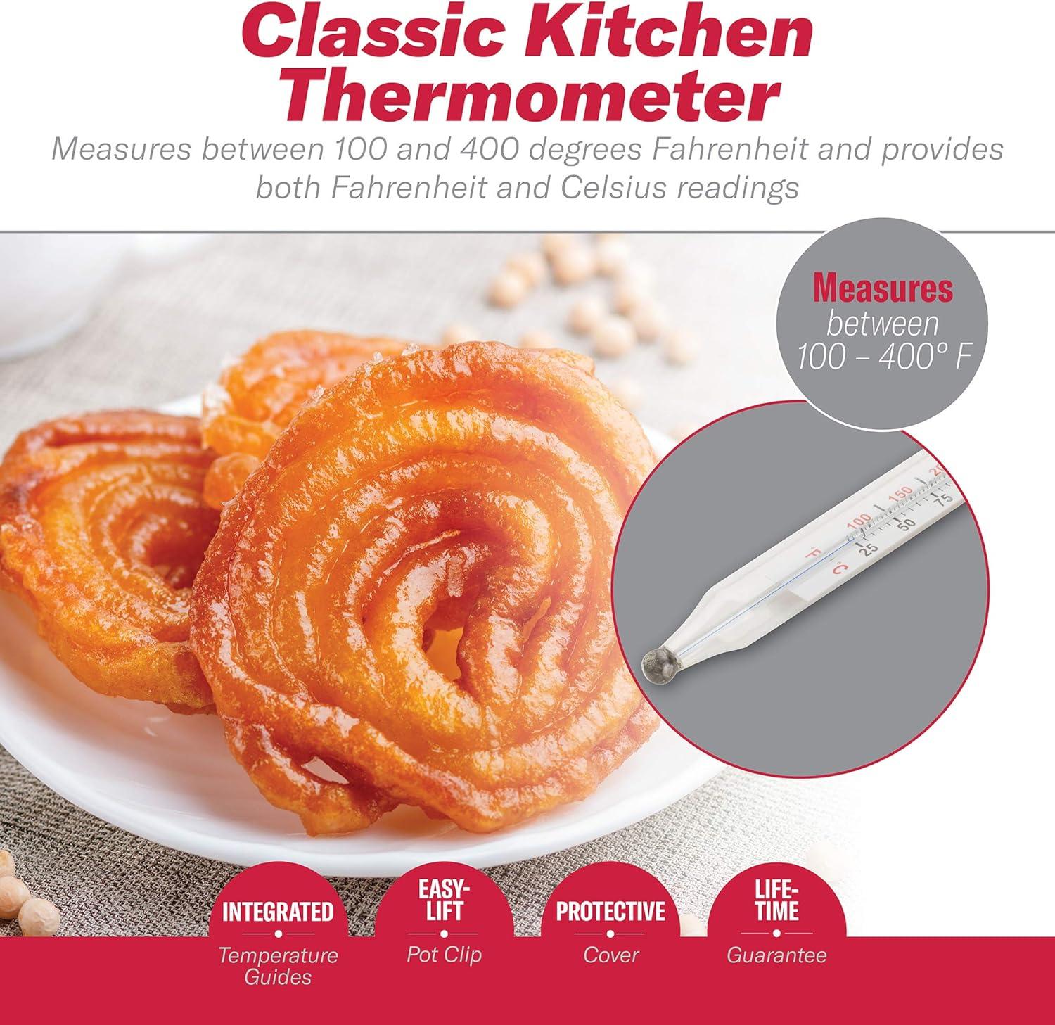 GoodCook Precision Candy and Deep Fry Thermometer with Storage Sleeve, Clear/Red